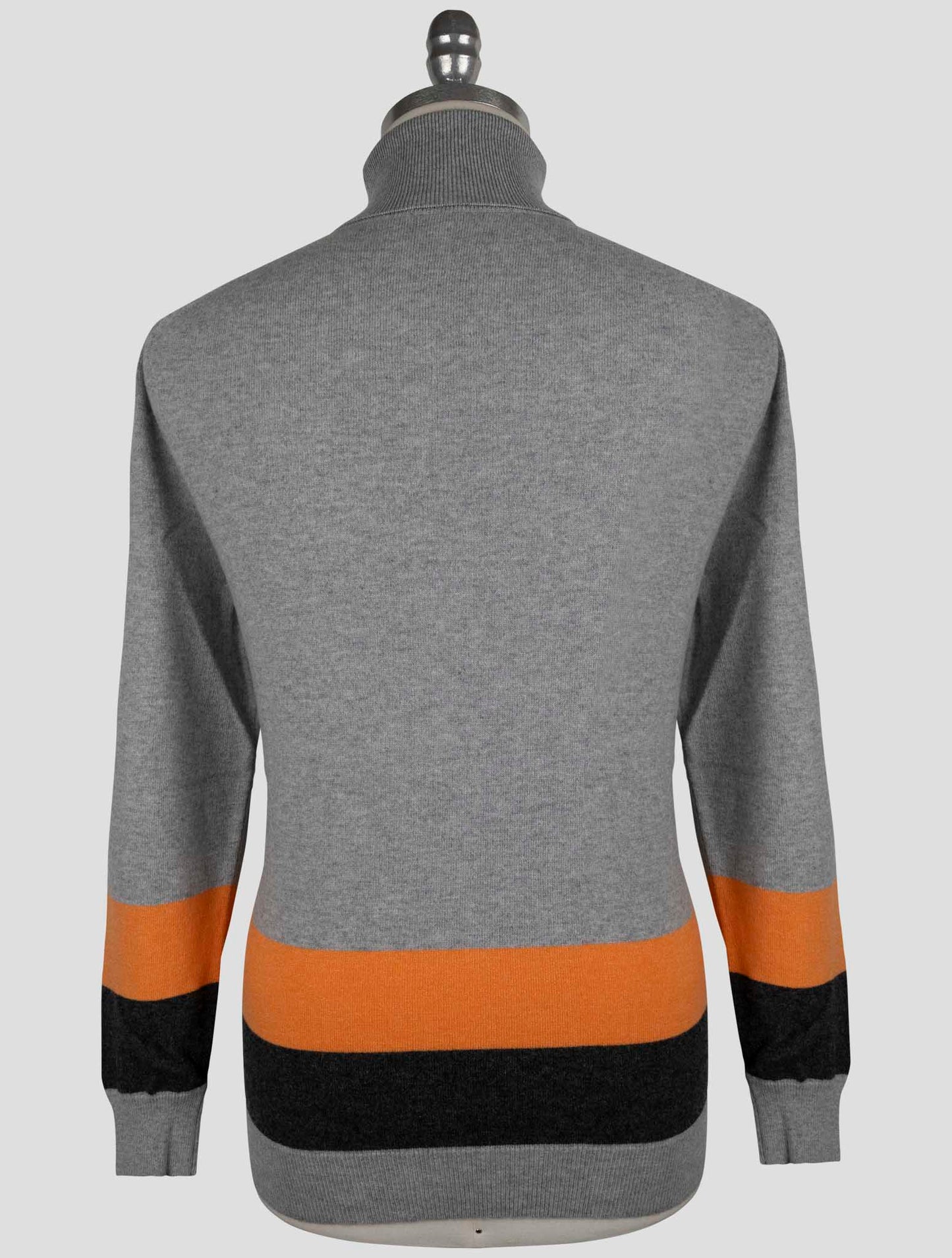 Kiton Gray Orange Cashmere Sweater Turtleneck