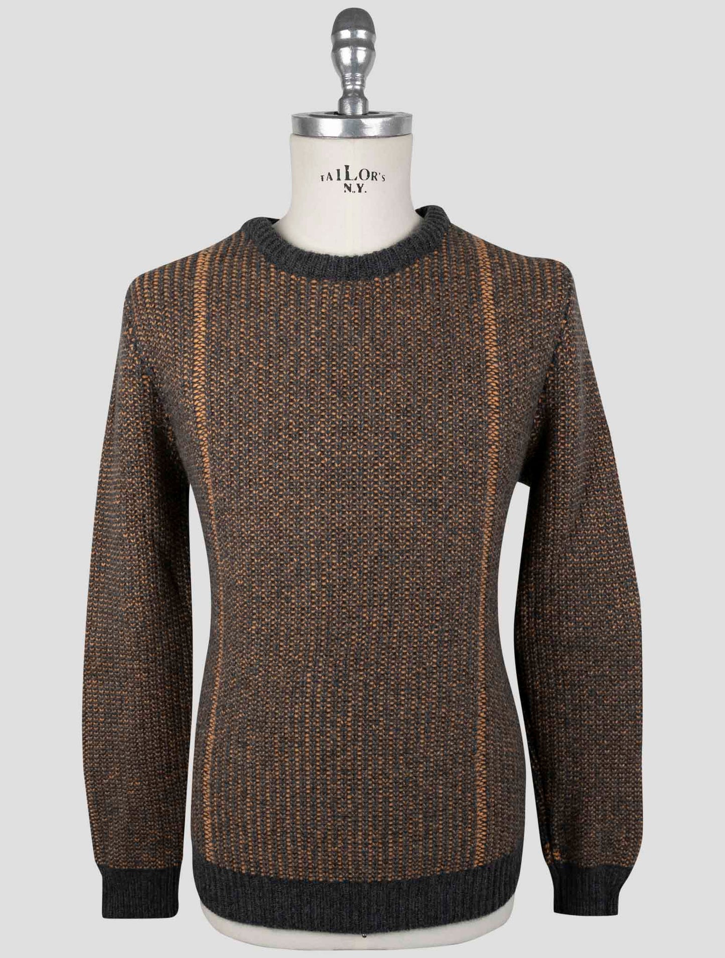 Kiton Gray Orange Cashmere Sweater Crewneck