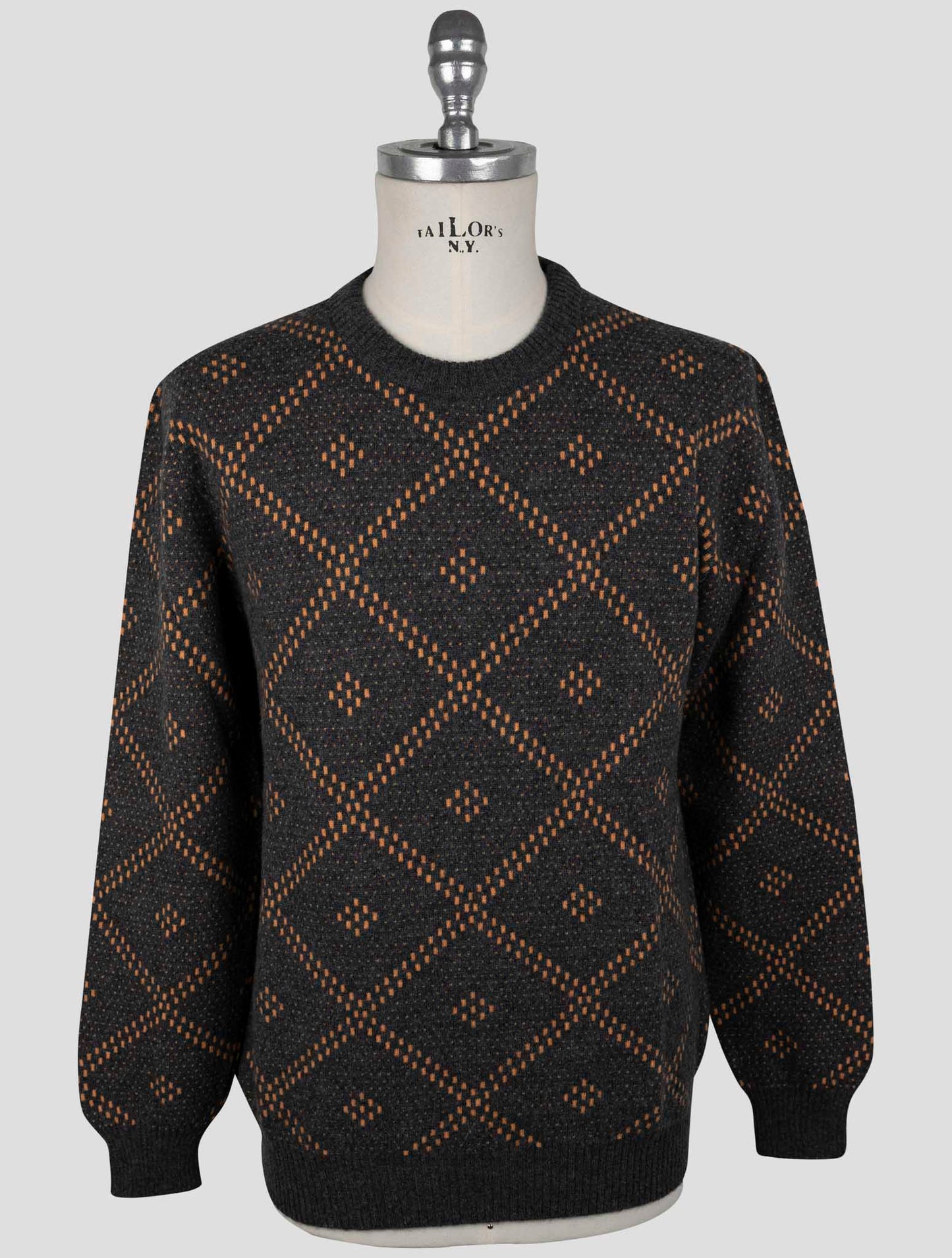 Kiton Gray Orange Cashmere Sweater Crewneck