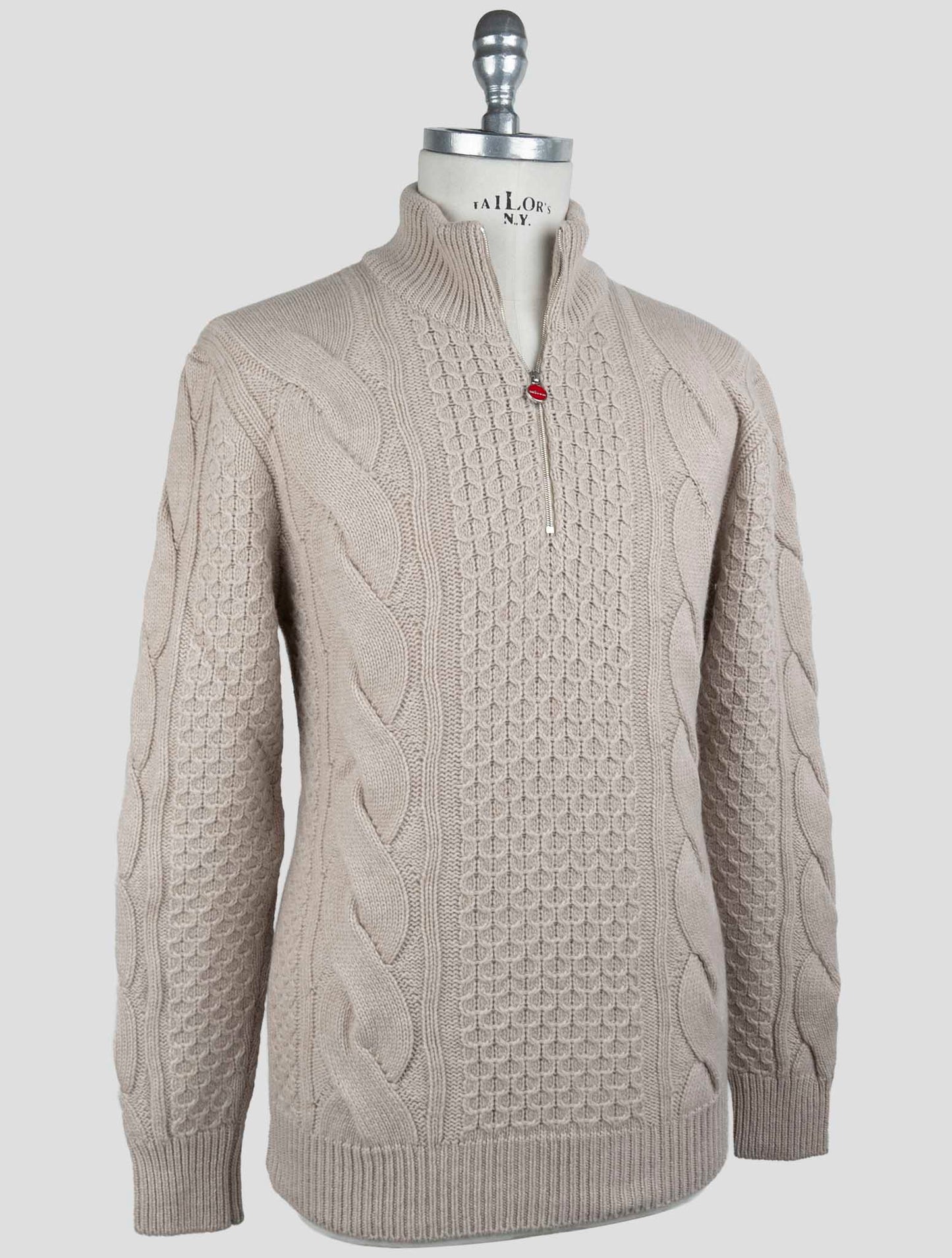 Kiton Beige Cashmere Sweater Half Zip
