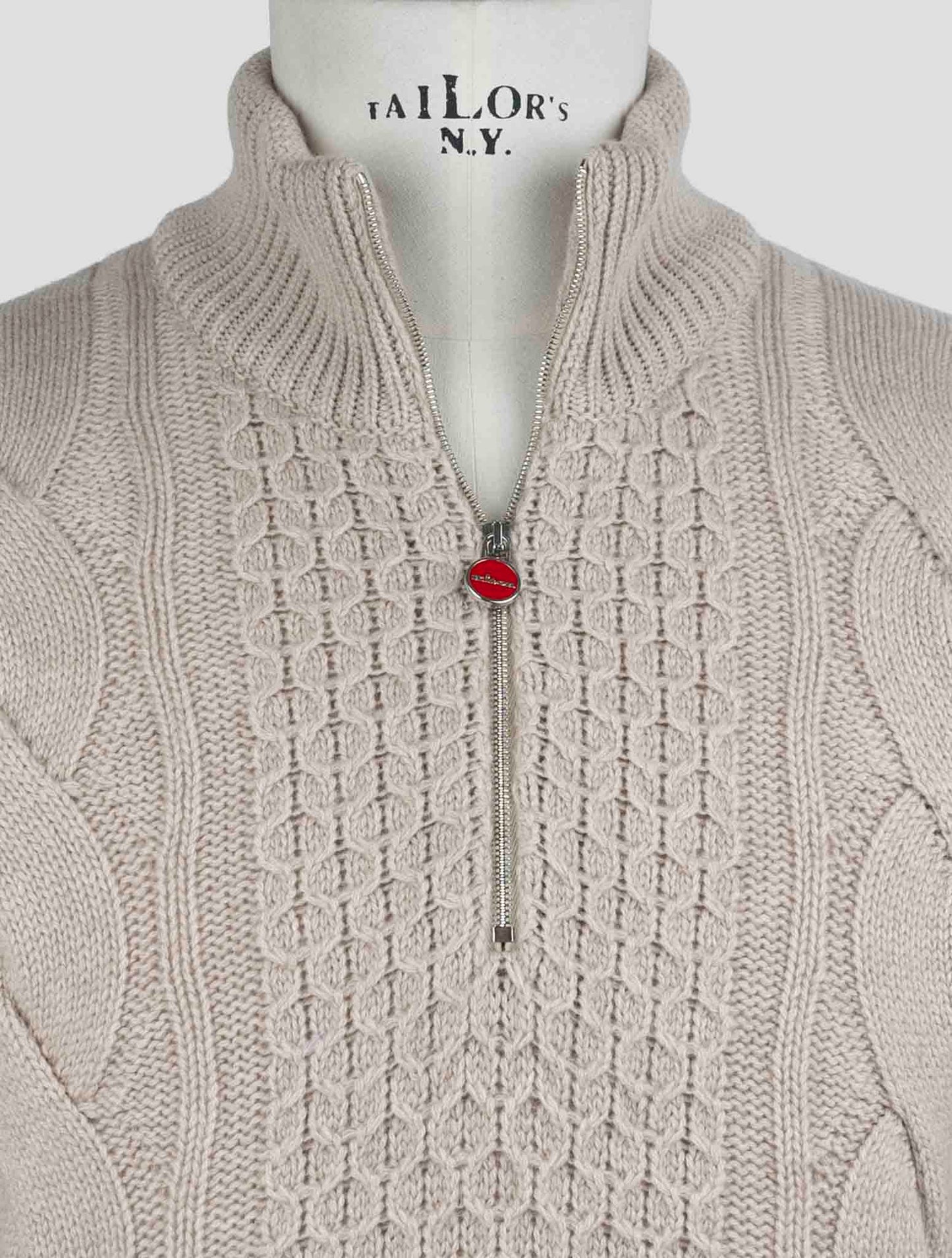 Kiton Beige Cashmere Sweater Half Zip