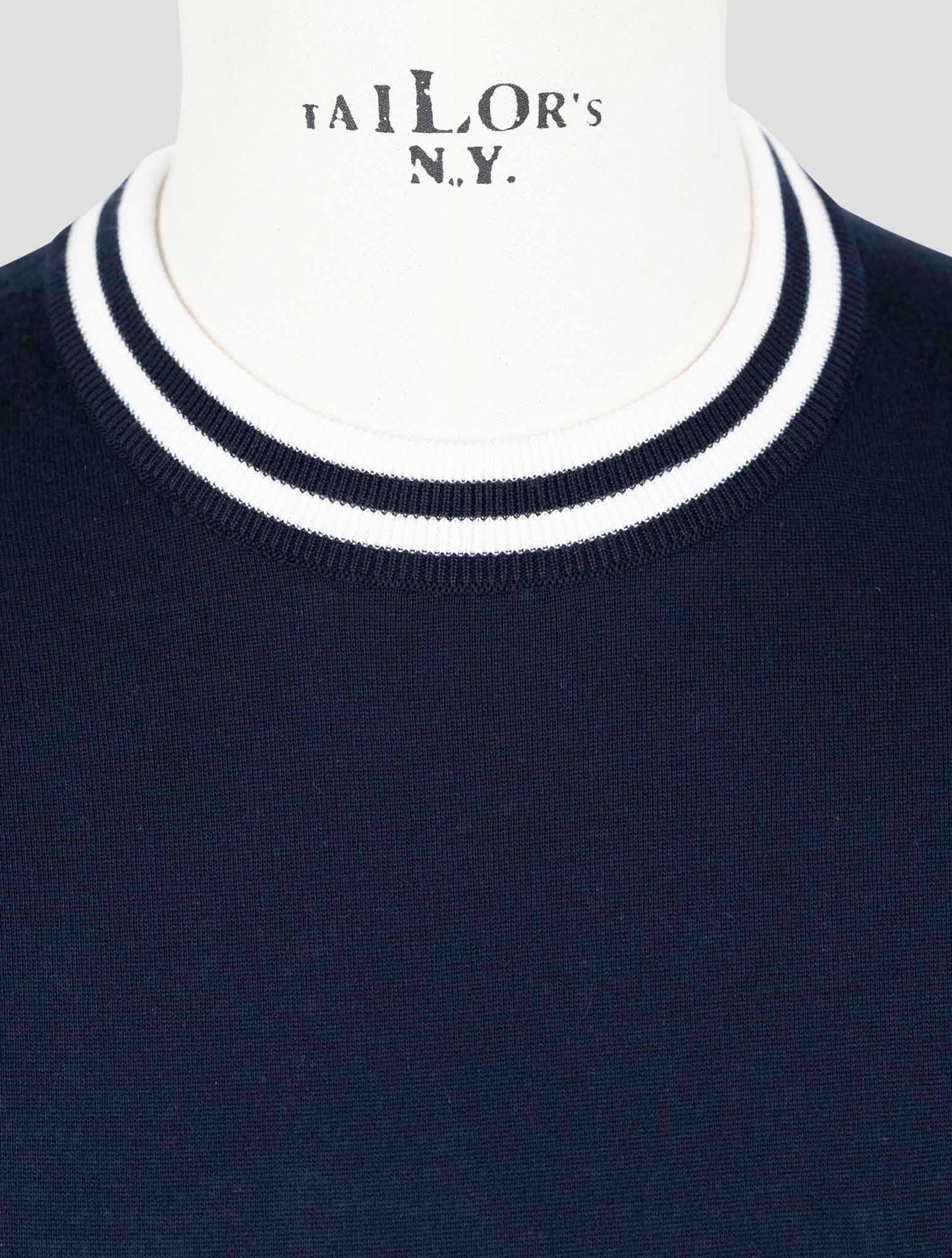 Kiton Blue Cotton Sweater Crewneck
