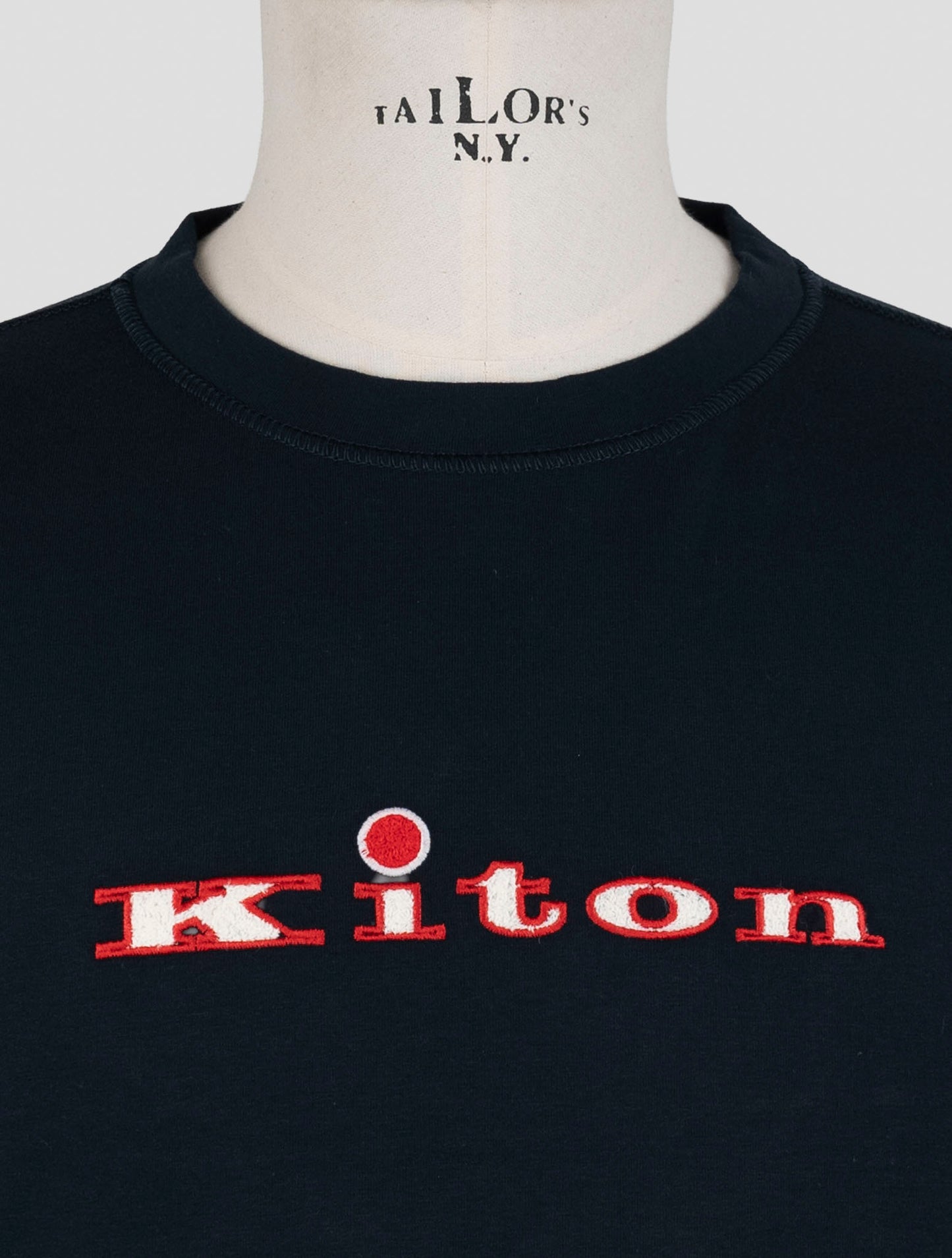 Kiton Blue Cotton Ea Sweater Crewneck