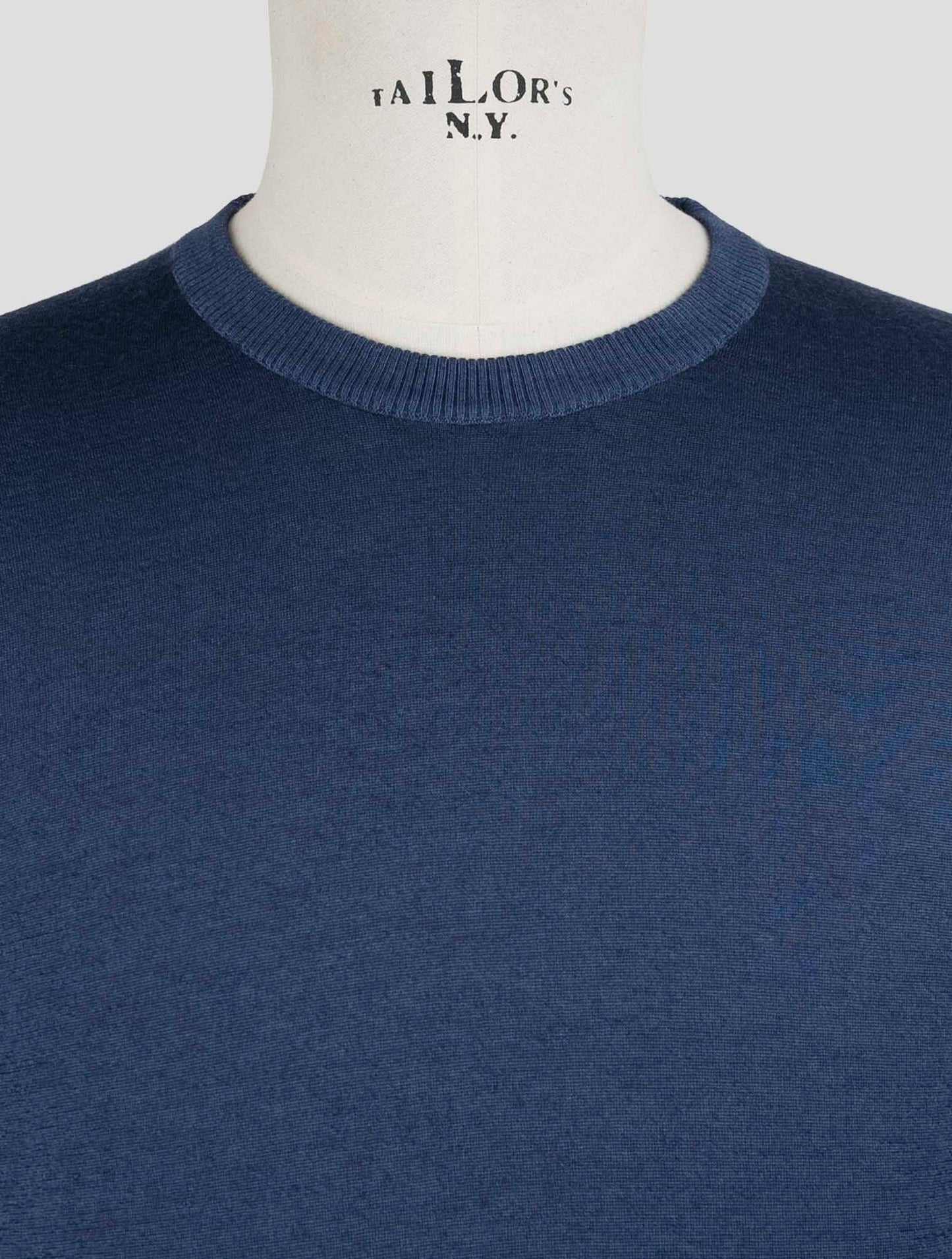 Kiton Blue Cotton Sweater Crewneck