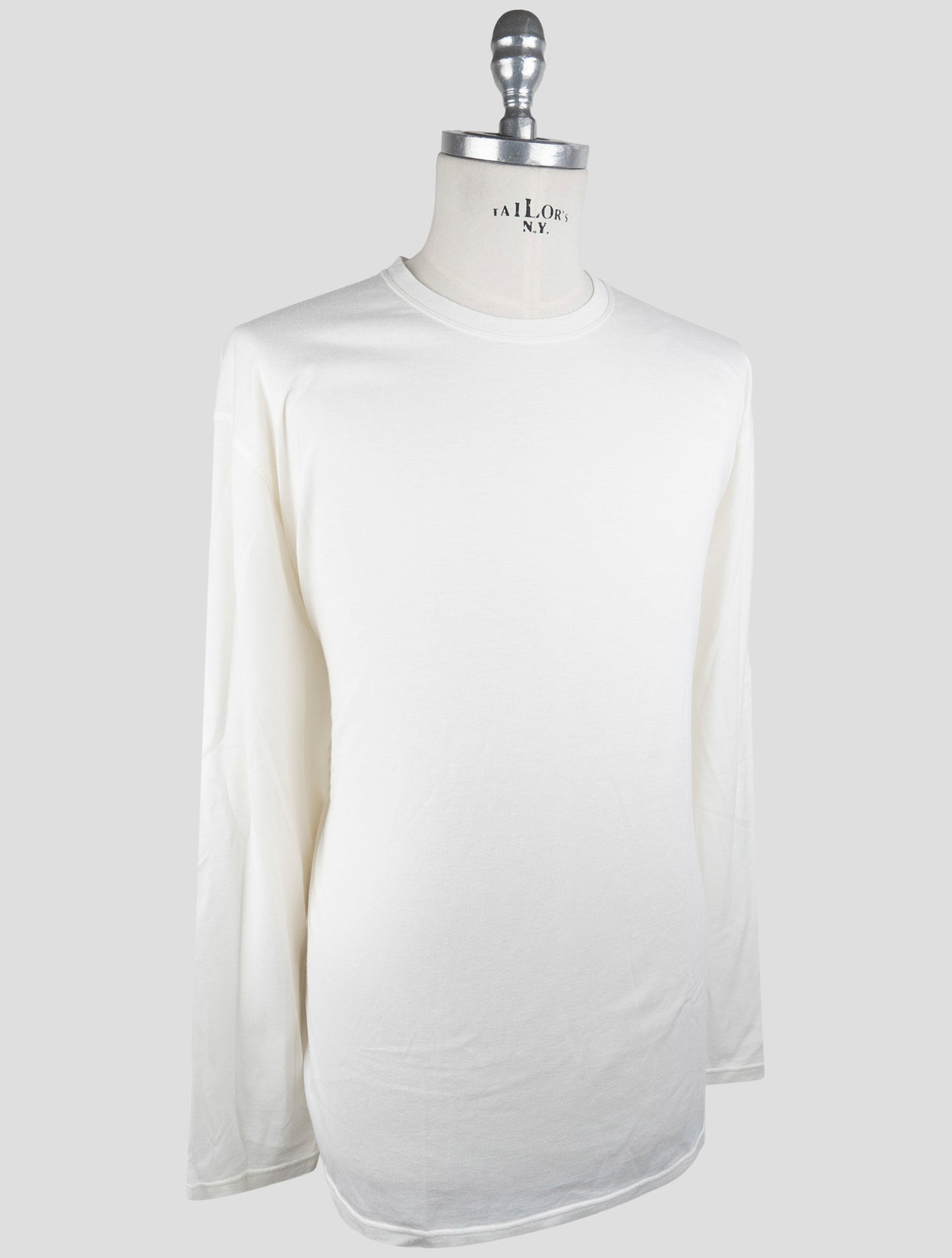 Kiton White Cotton Cashmere Sweater Crewneck
