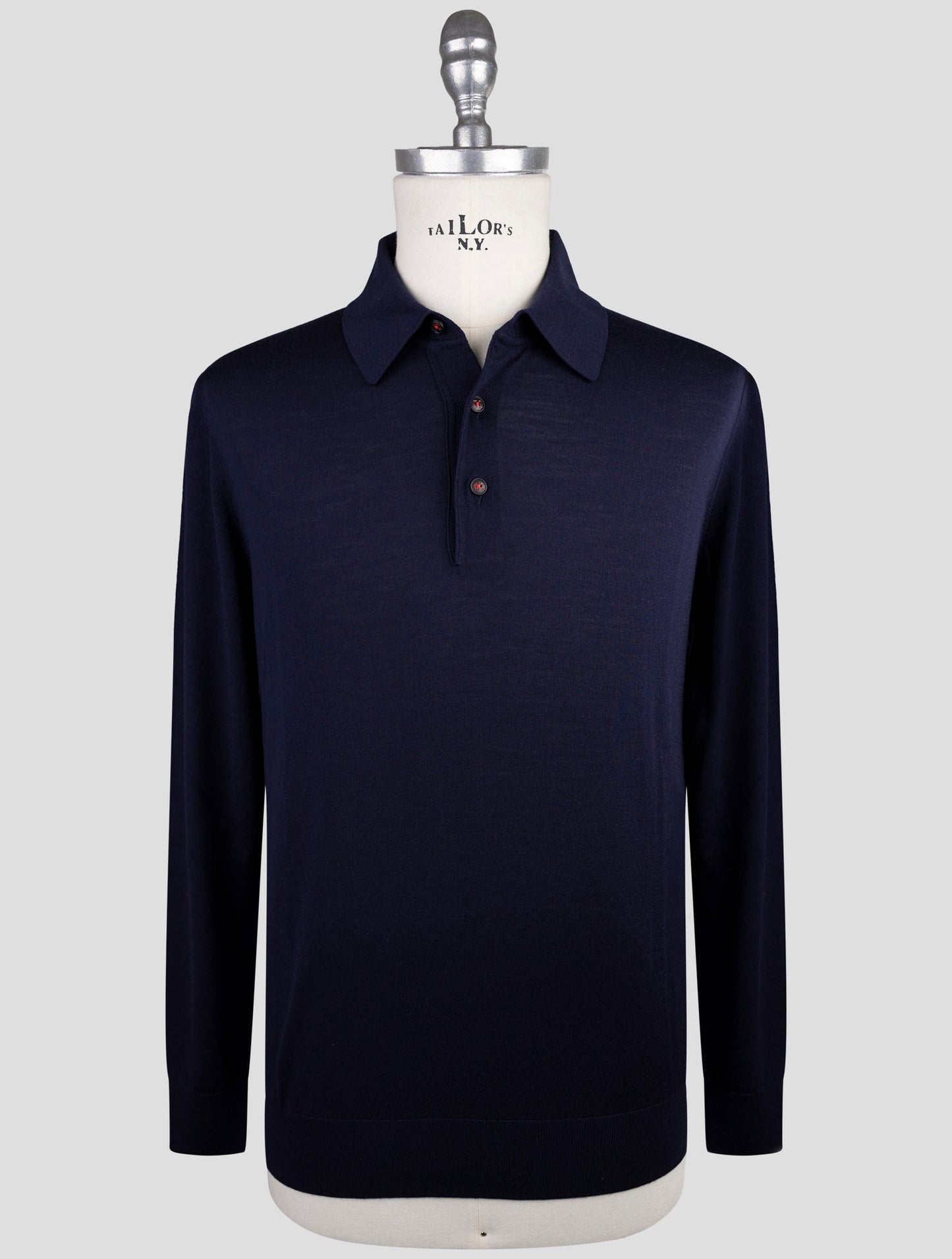 Kiton Blue Wool Diamante Blu Sweater Polo