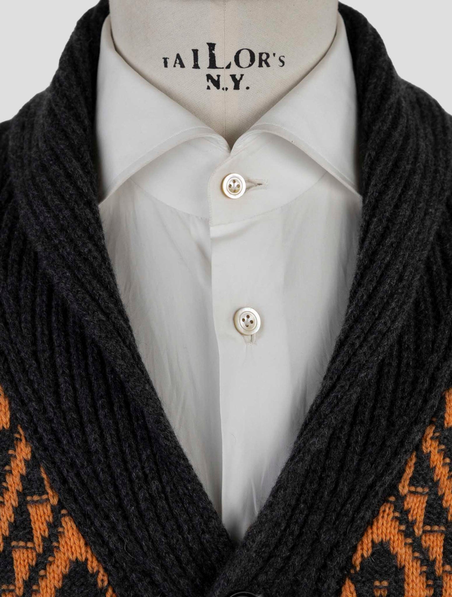 Kiton Gray Orange Cashmere Sweater Cardigan