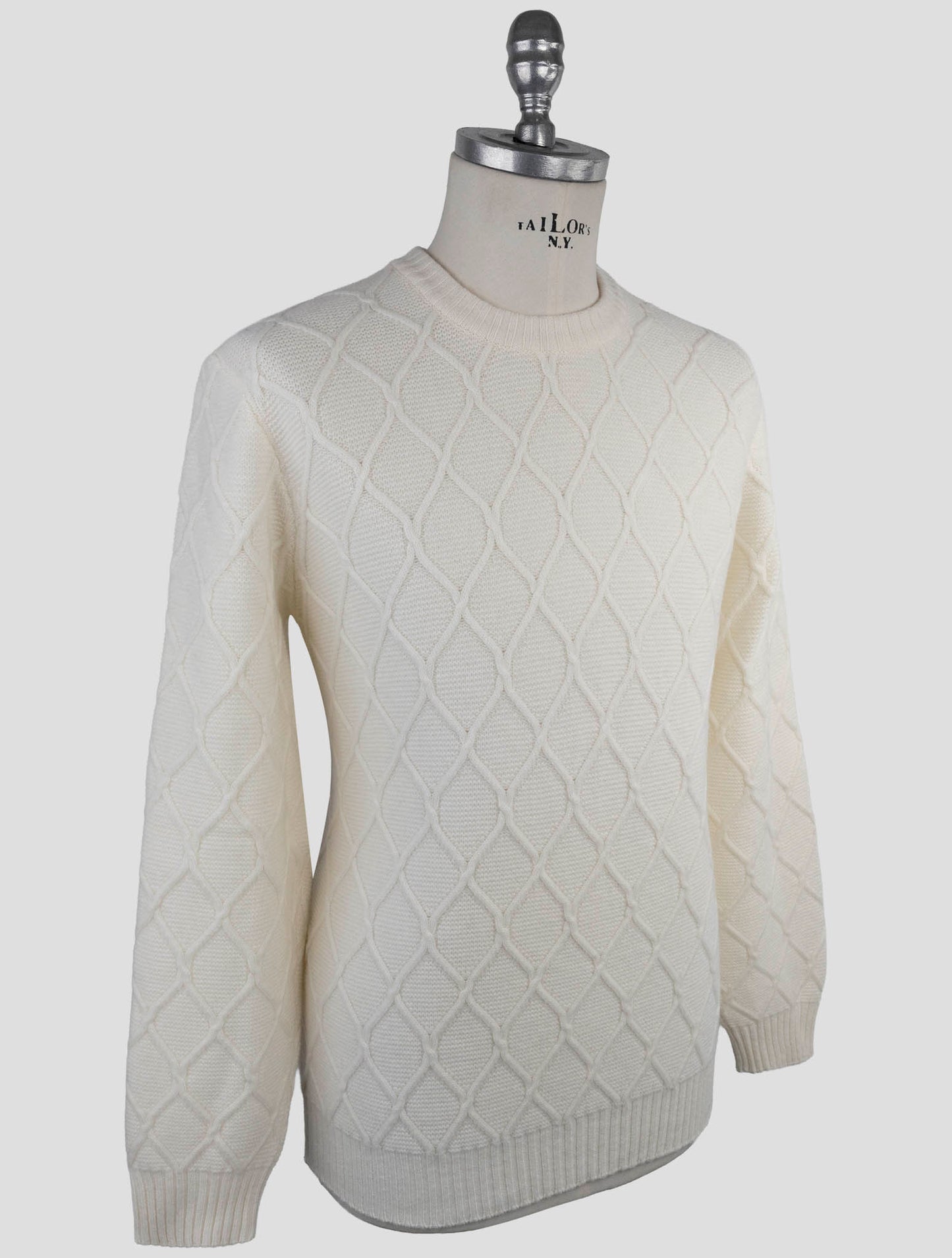 Kiton White Wool Sweater Crewneck