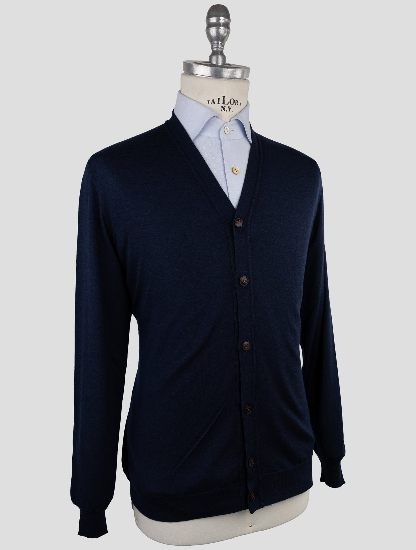 Kiton Blue Cashmere Silk Sweater Cardigan