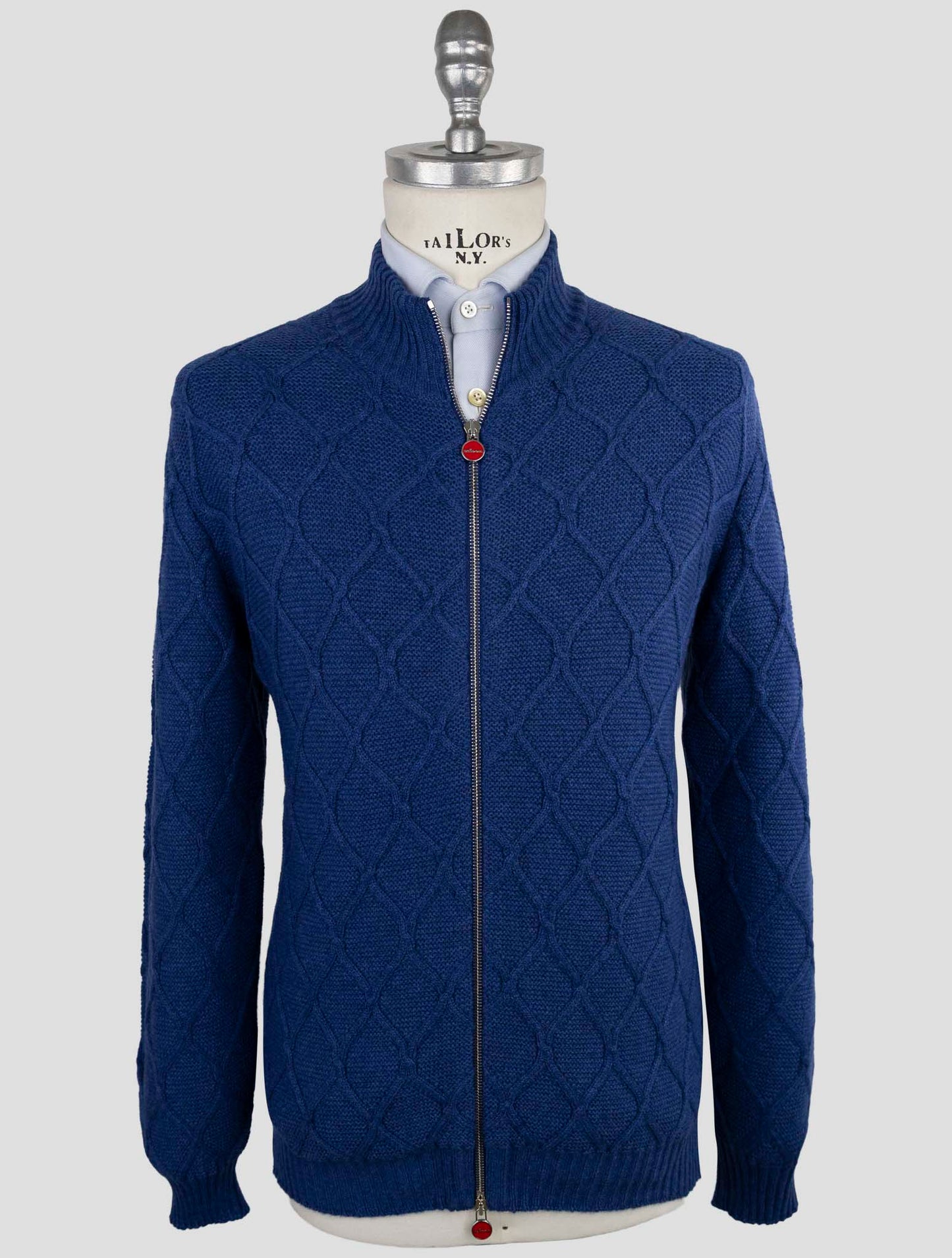 Kiton Blue Cashmere Sweater Full Zip