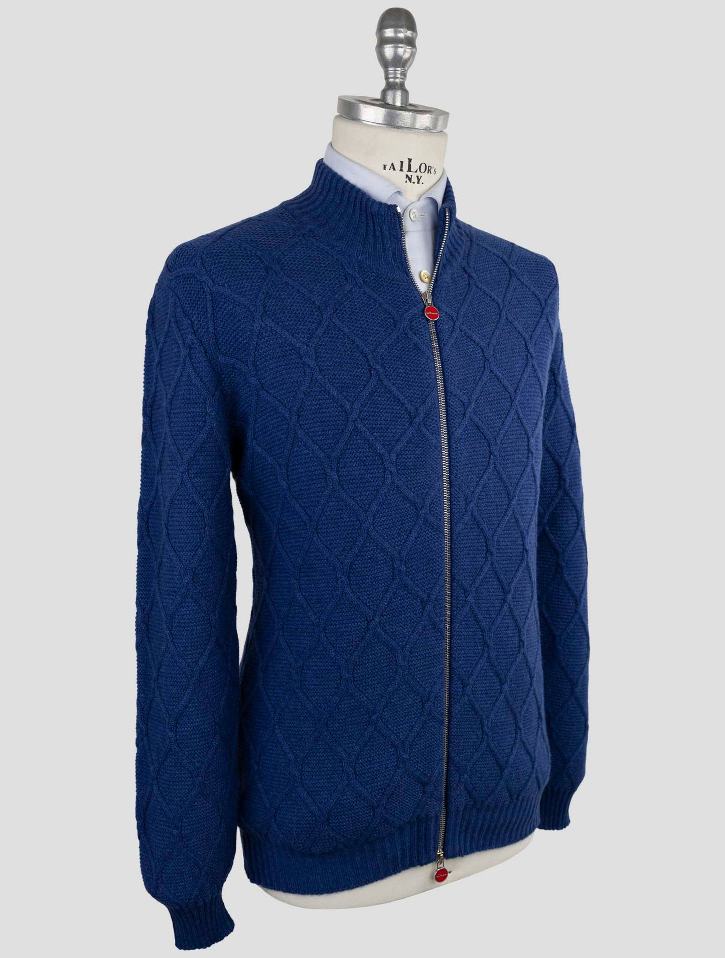 Kiton Blue Cashmere Sweater Full Zip