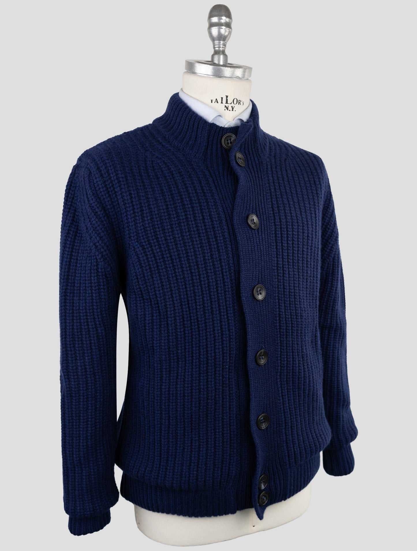 Kiton Blue Cashmere Sweater Cardigan