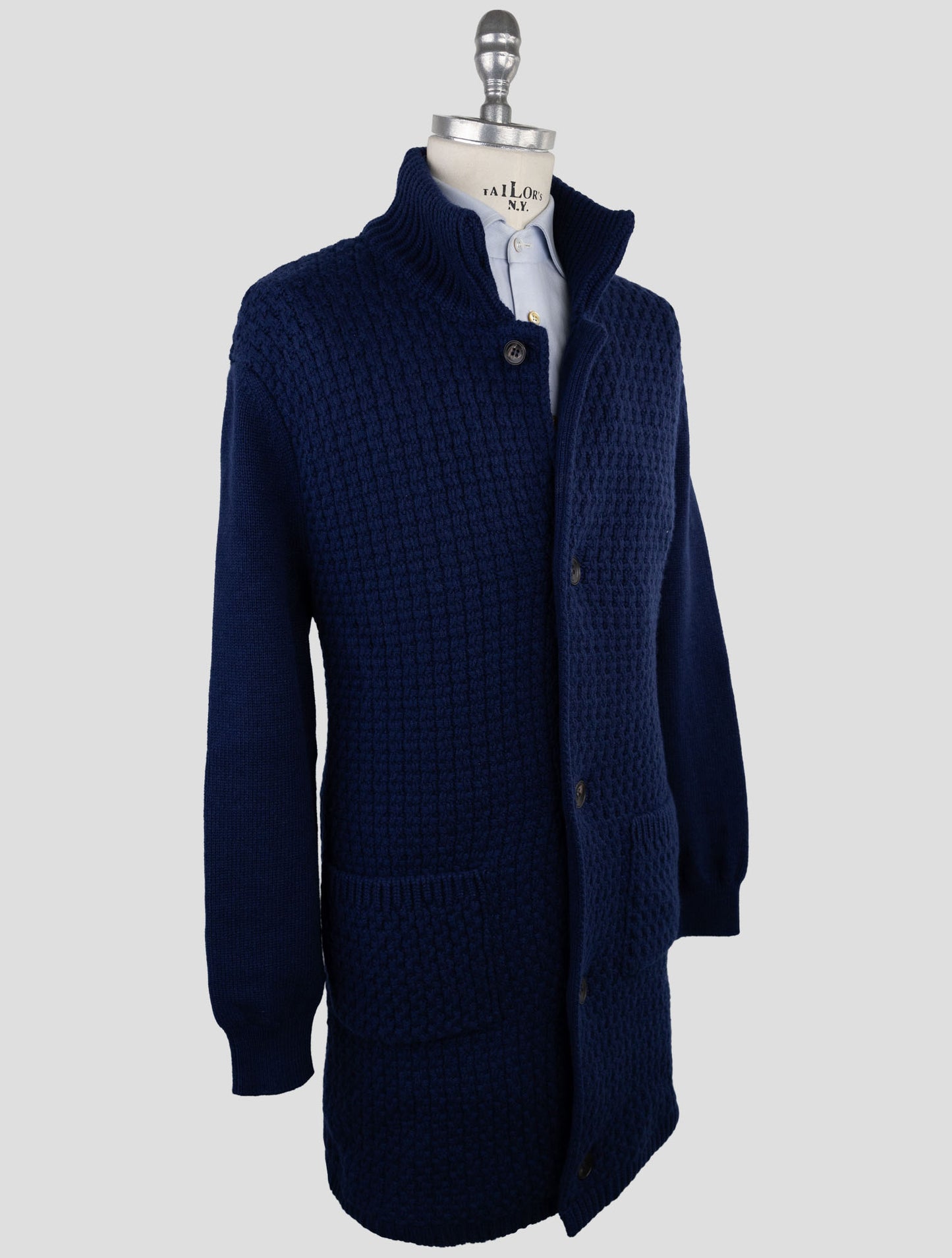 Kiton Blue Cashmere Sweater Cardigan