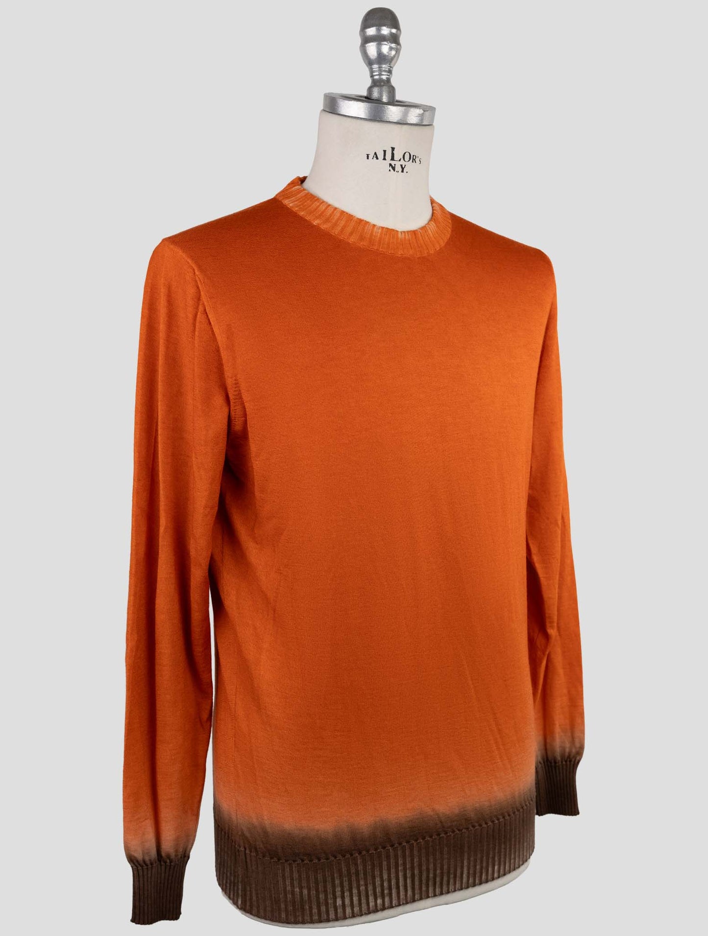 Kiton Orange Brown Cashmere Silk Sweater Crewneck