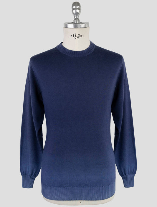 Kiton Blue Cashmere Silk Sweater Crewneck