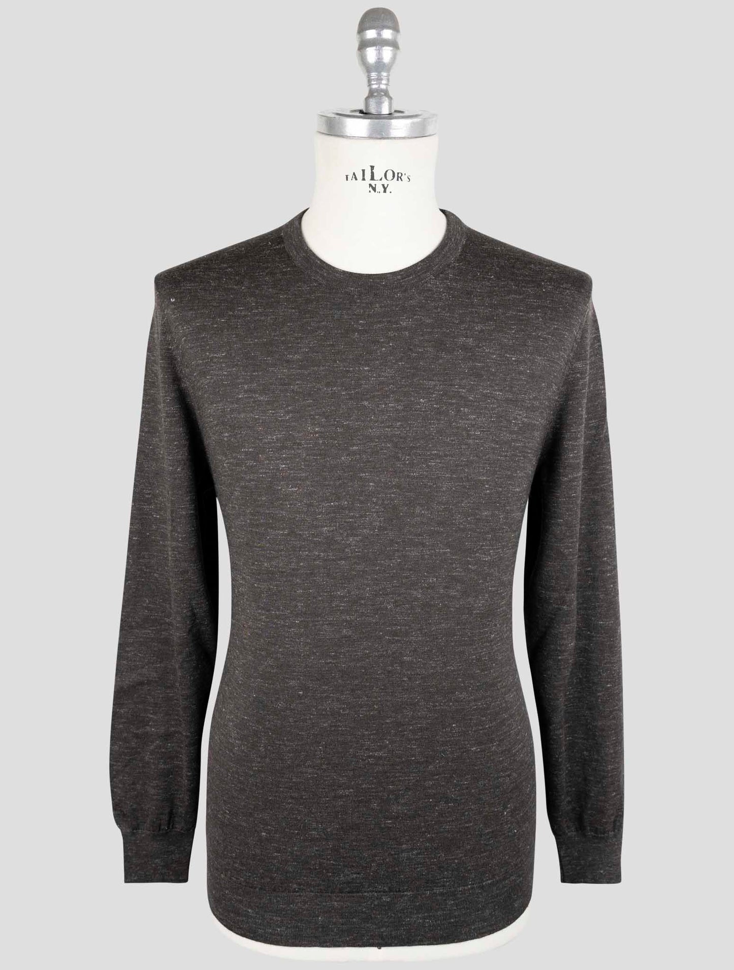 Kiotn Brown Silk Cashmere Linen Sweater Crewneck