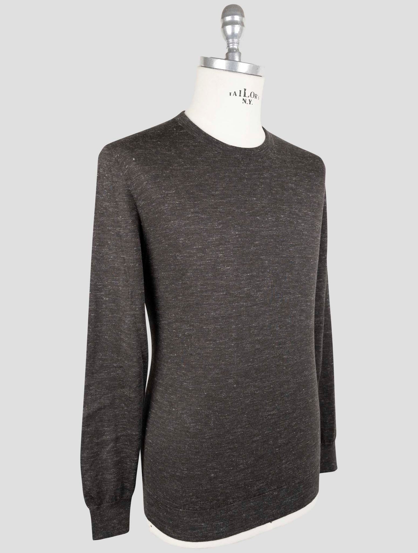 Kiotn Brown Silk Cashmere Linen Sweater Crewneck
