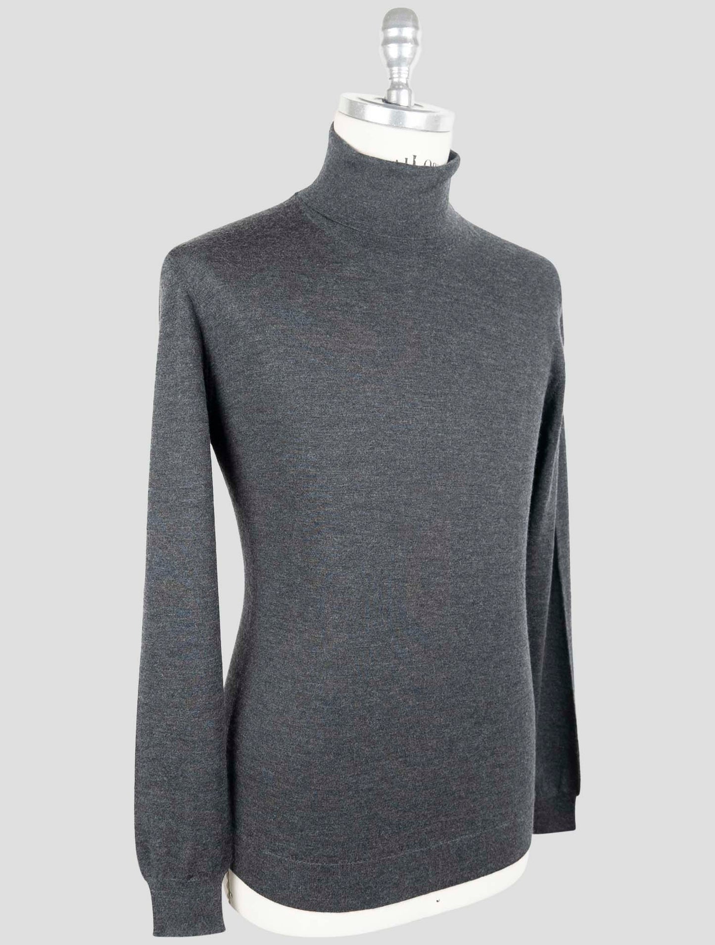 Kiton Gray Silk Cashmere Sweater Turtleneck