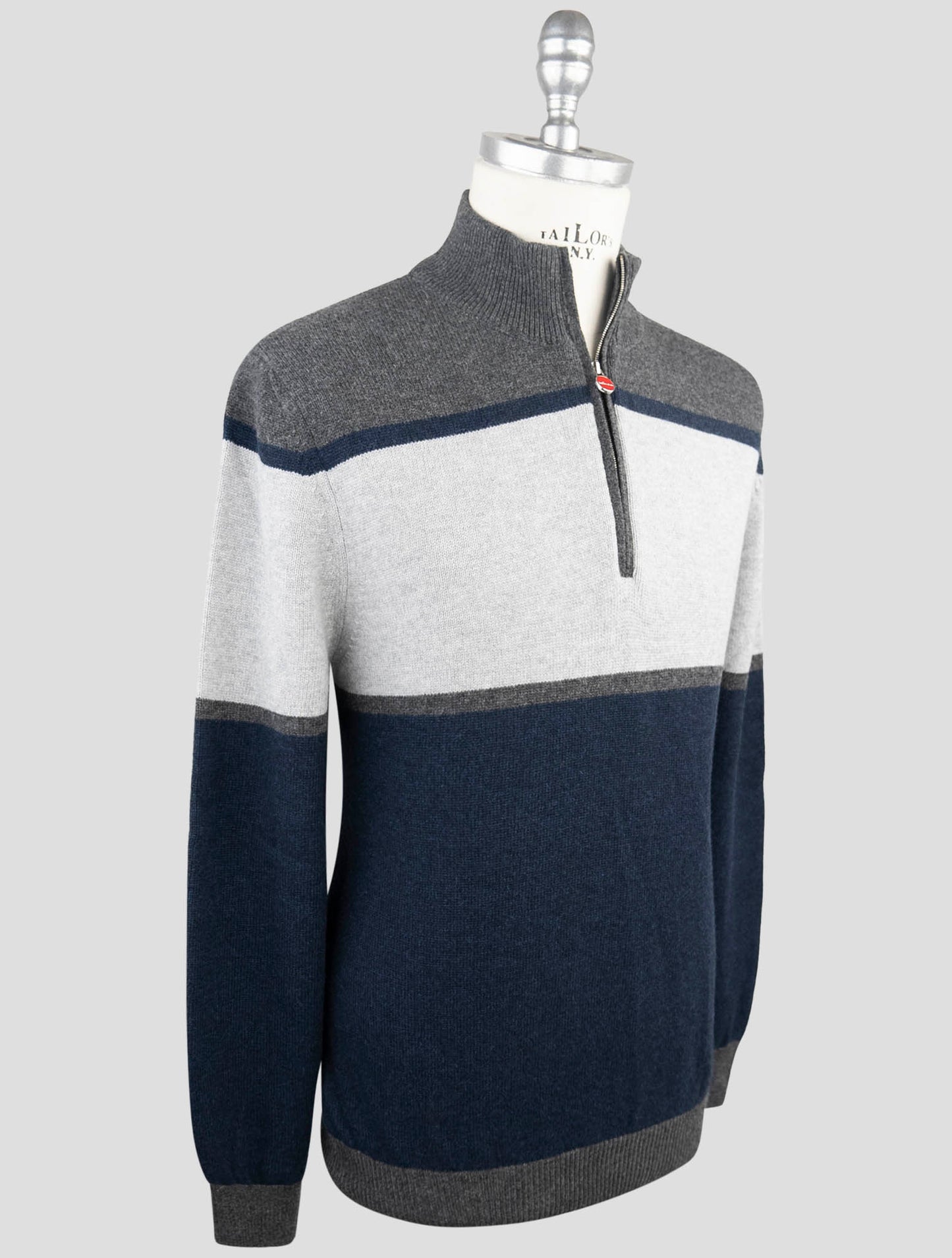 Kiton Gray Cashmere Sweater Half Zip