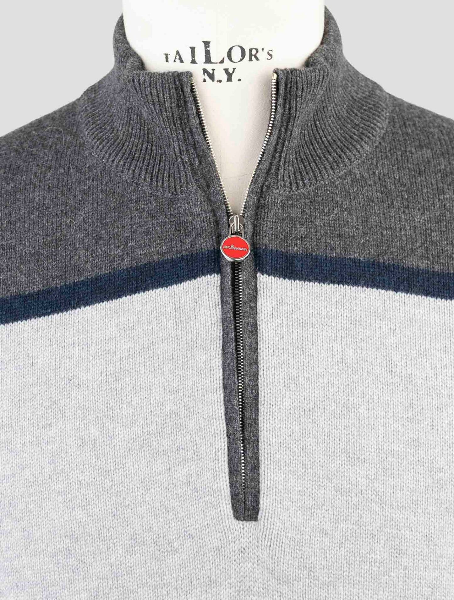 Kiton Gray Cashmere Sweater Half Zip