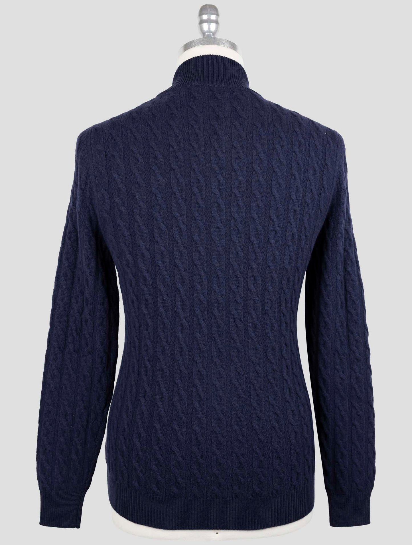 Kiton Blue Wool Sweater Full Zip