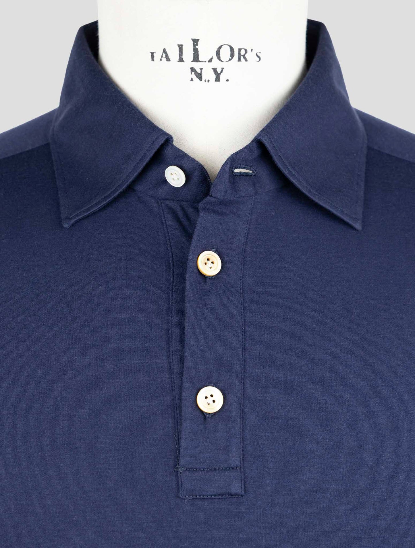 Kiton Blue Cotton Sweater Polo