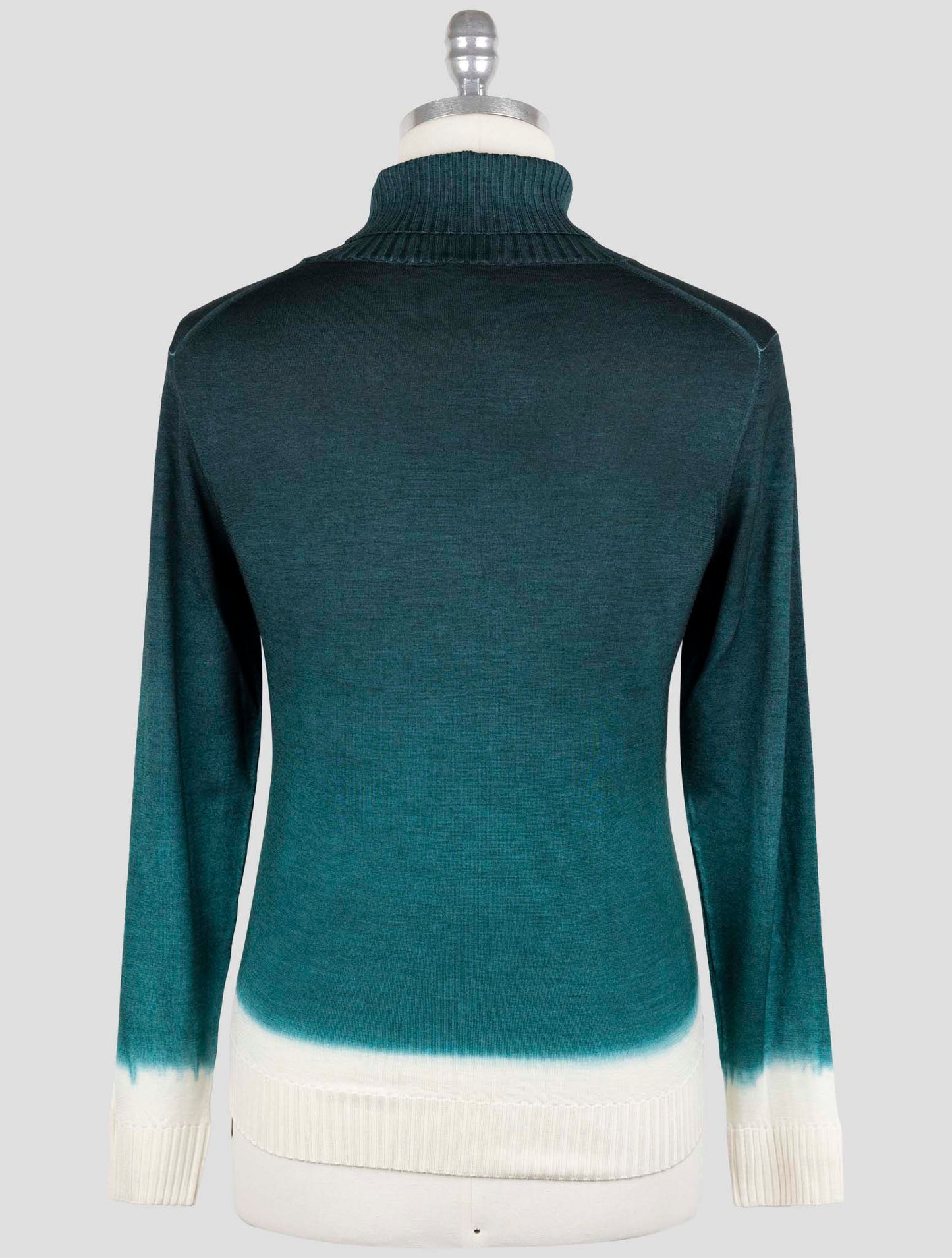 Kiton Green White Cashmere Silk Sweater Turtleneck