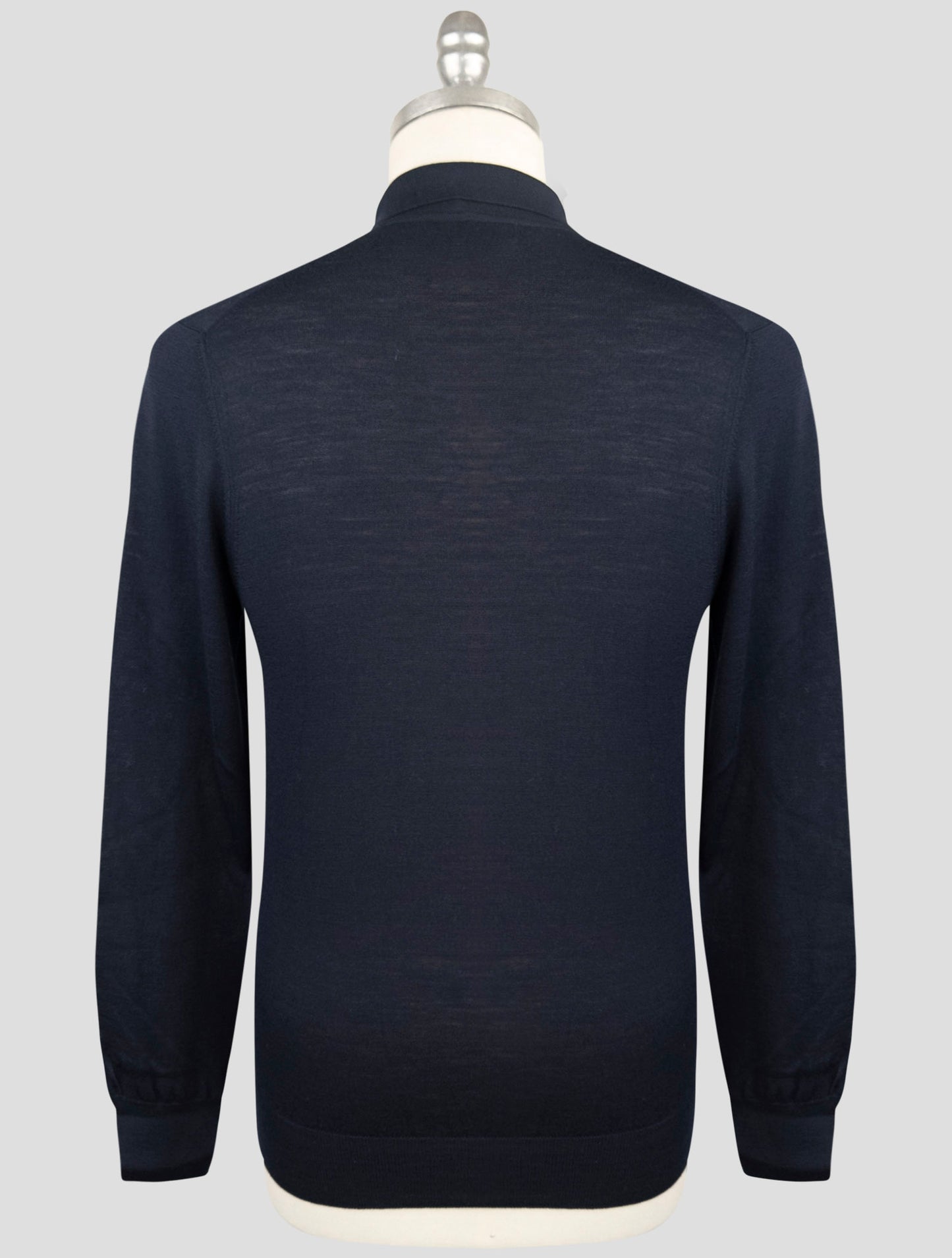 Kiton Blue Virgin Wool Sweater Polo