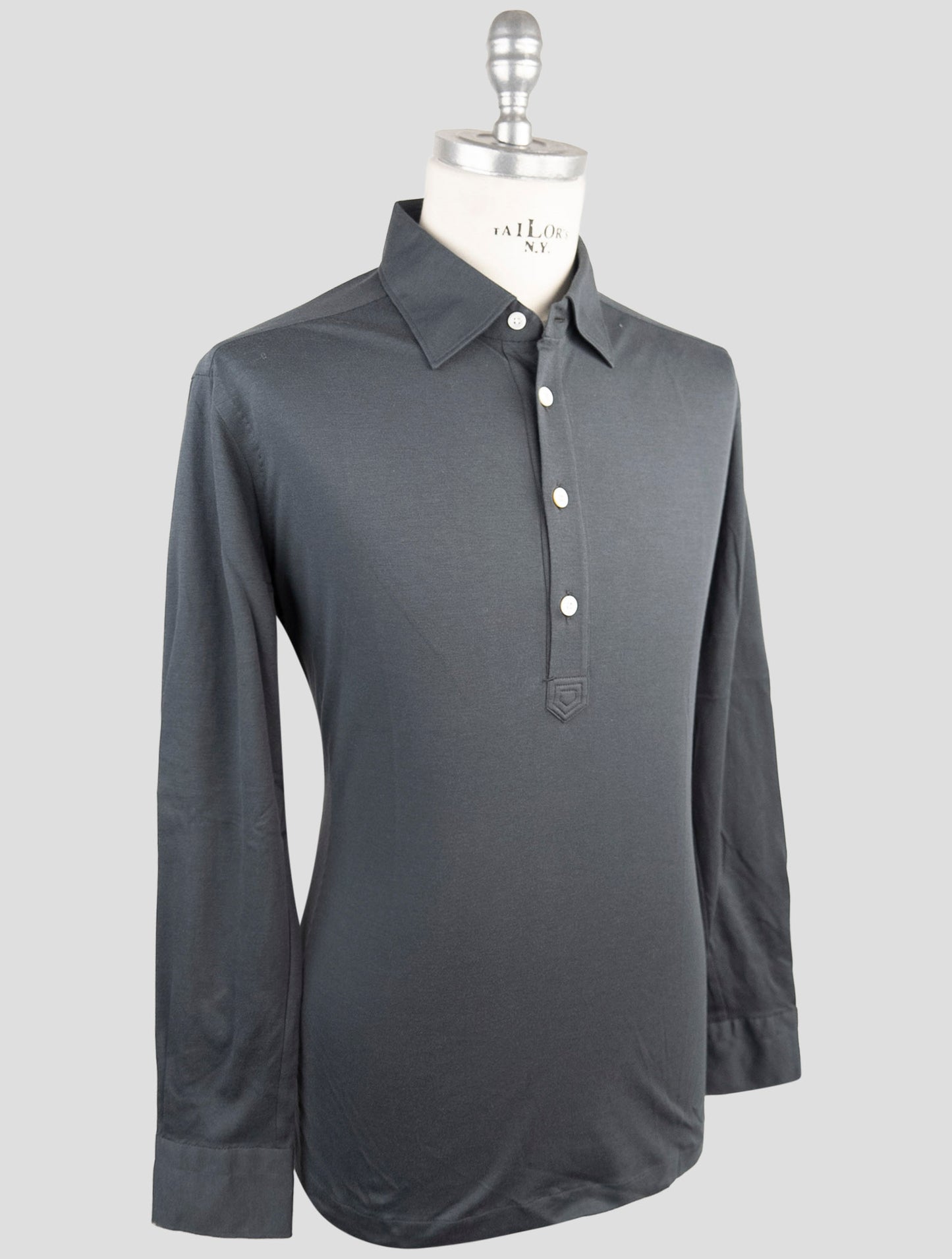 Kiiton Gray Cotton Sweater Polo