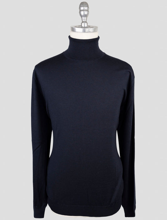 Kiton Blue Cashmere Silk Sweater Turtleneck