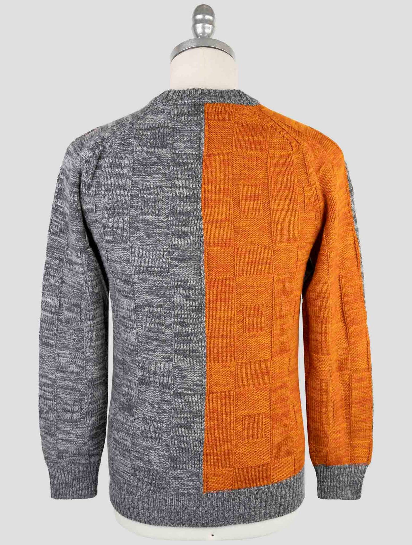 Kiton Orange Gray Cashmere Sweater Crewneck