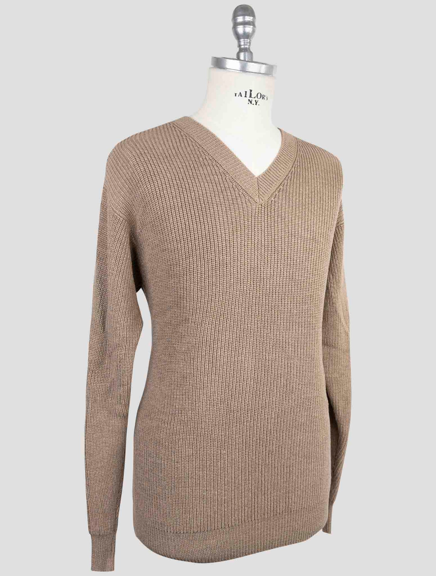 Kiton Brown Cotton Silk Sweater V-Neck