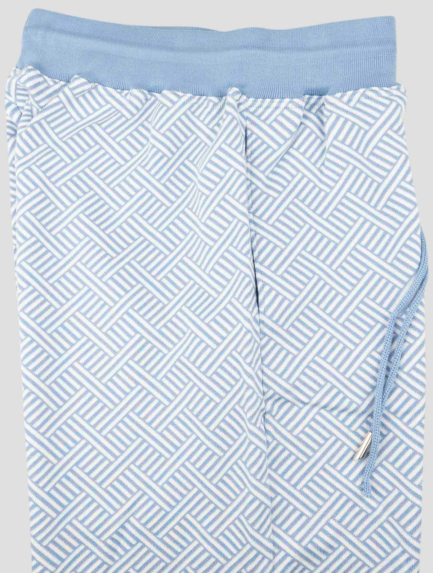 Kiton Light Blue White Cotton Short Pant