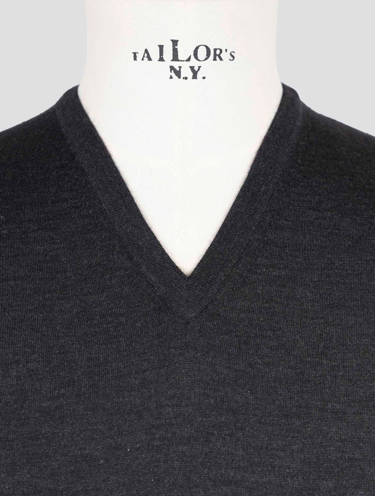 Kiton Dark Gray Cashmere Silk Sweater V-Neck