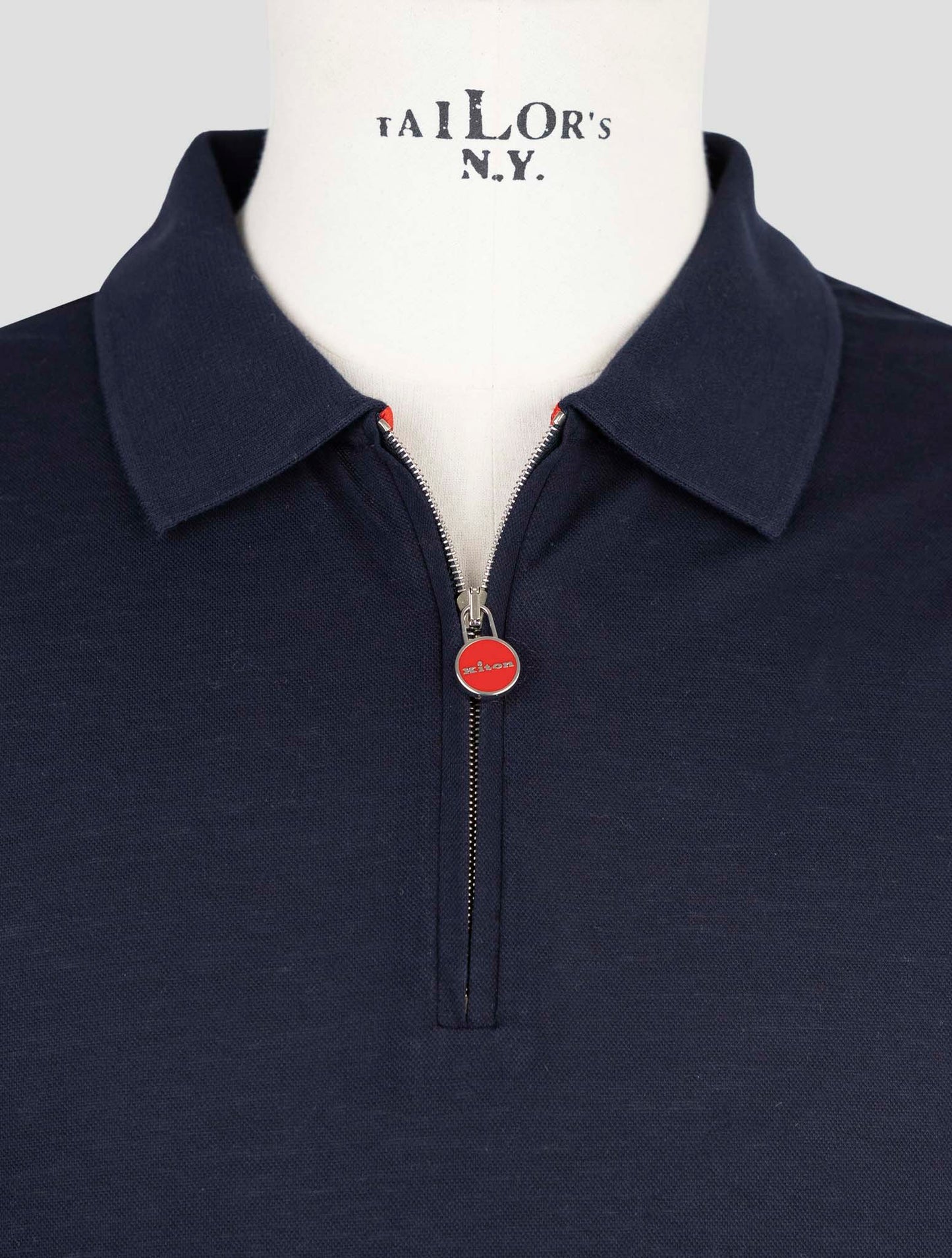 Kiton Blue Cotton Polo Half Zip