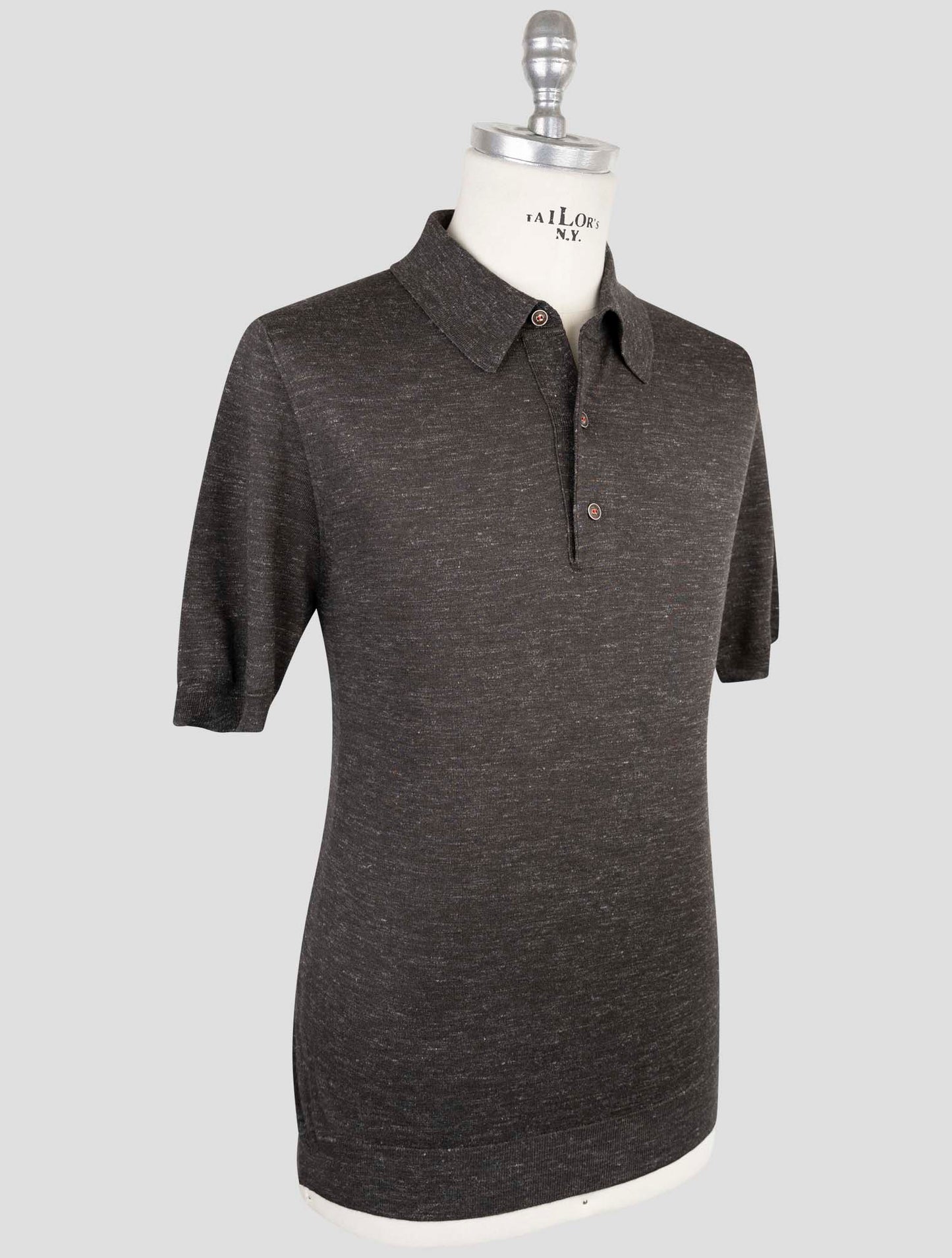 Kiton Brown Silk Cashmere Linen Polo