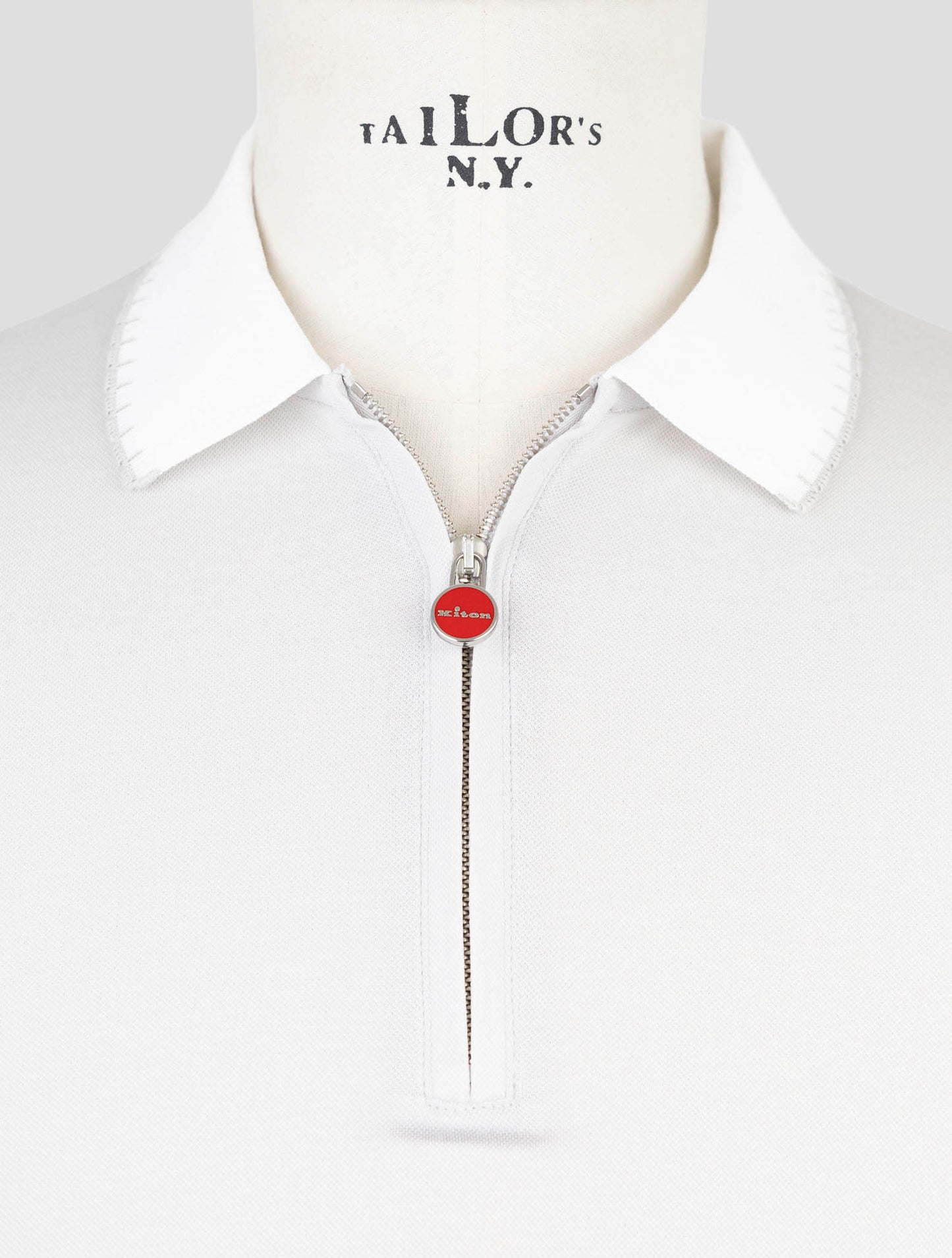 Kiton Gray Cotton Polo Half Zip