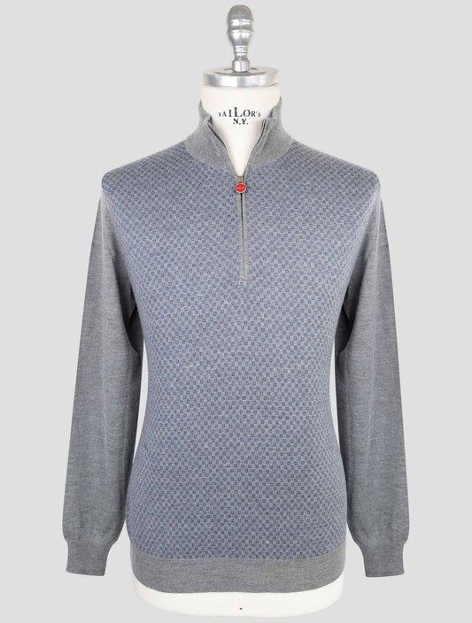 Kiton Blue Gray Cashmere Silk Sweater Polo