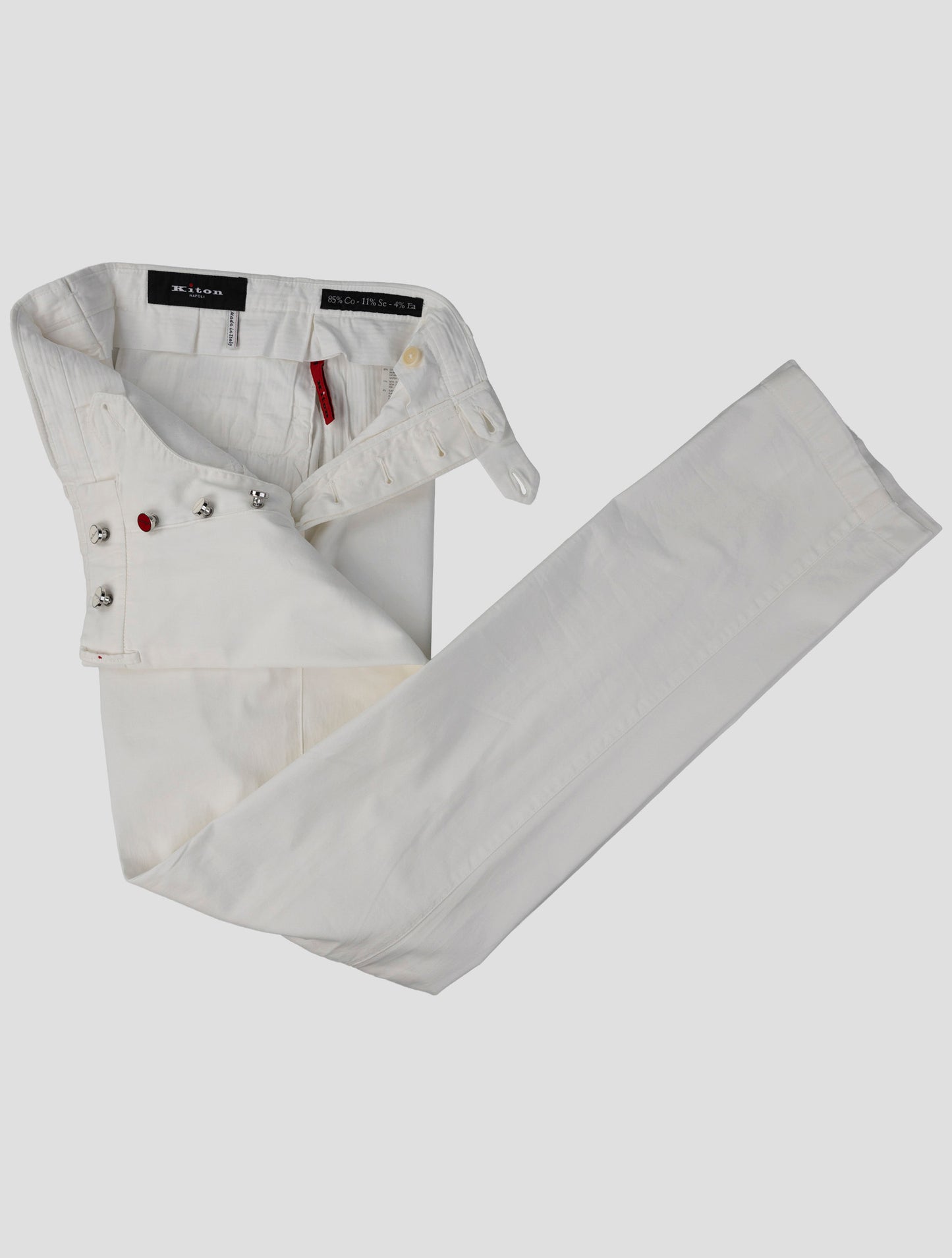 Kiton White Cotton Silk Ea Pants
