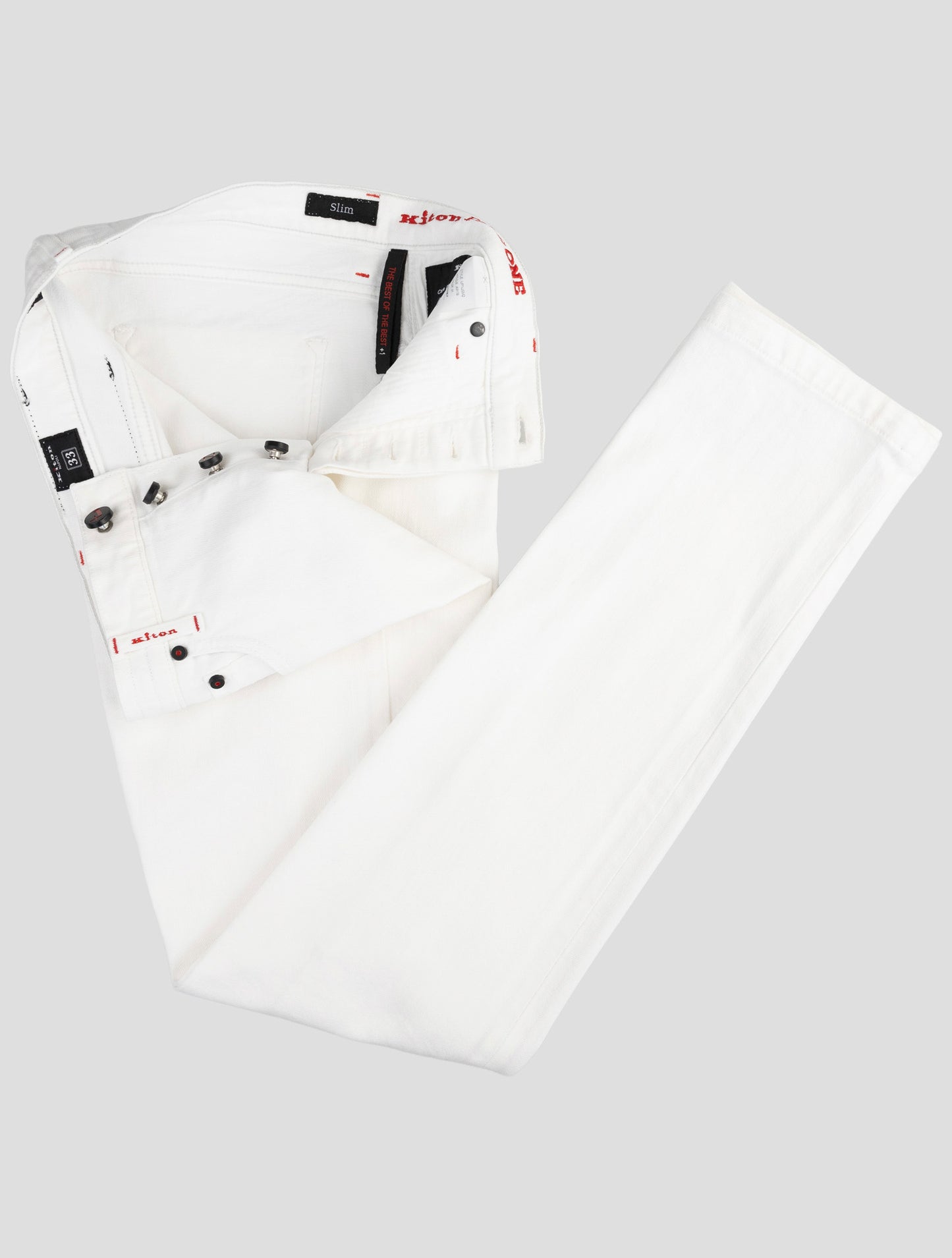 Kiton White Cotton Ea Jeans