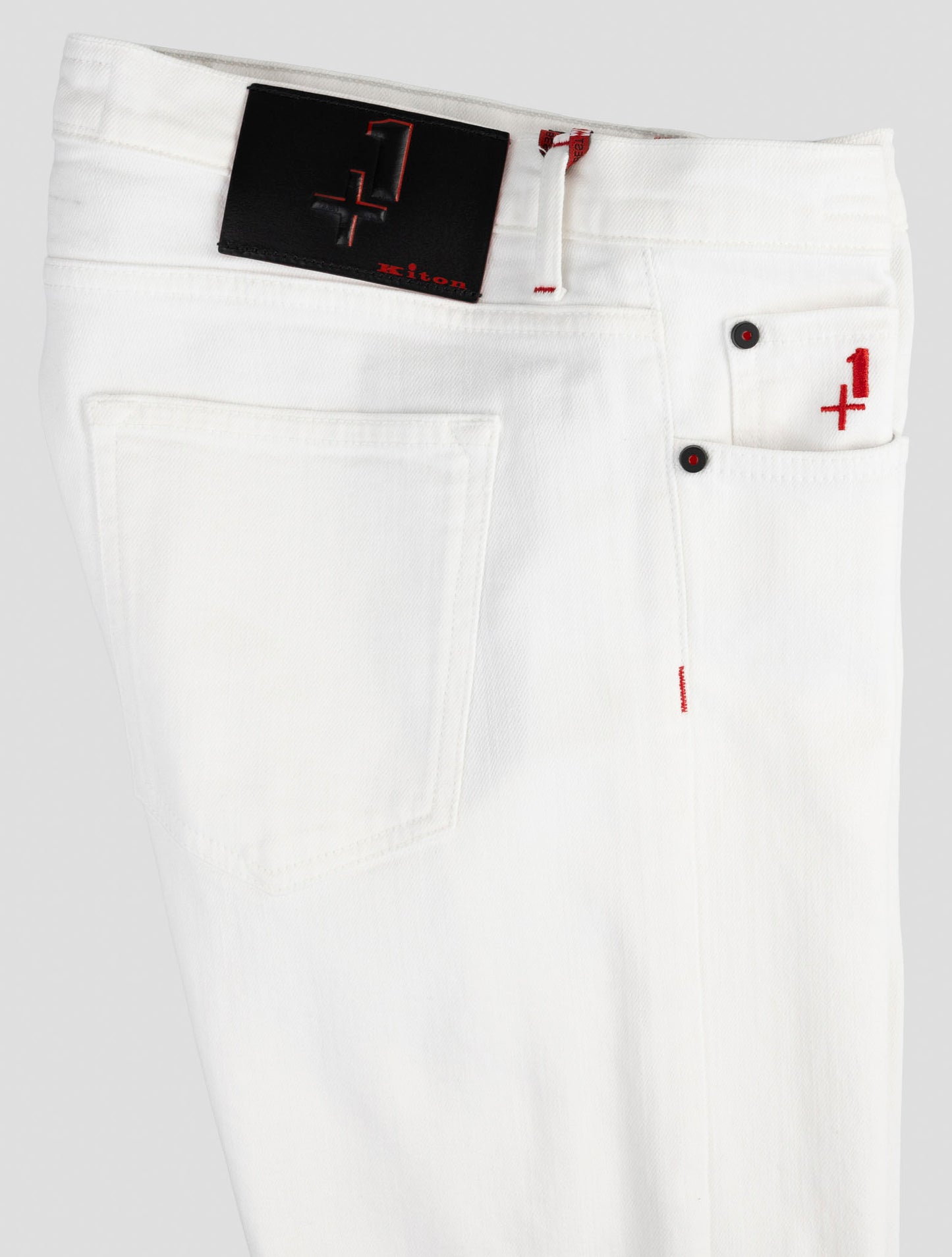 Kiton White Cotton Ea Jeans