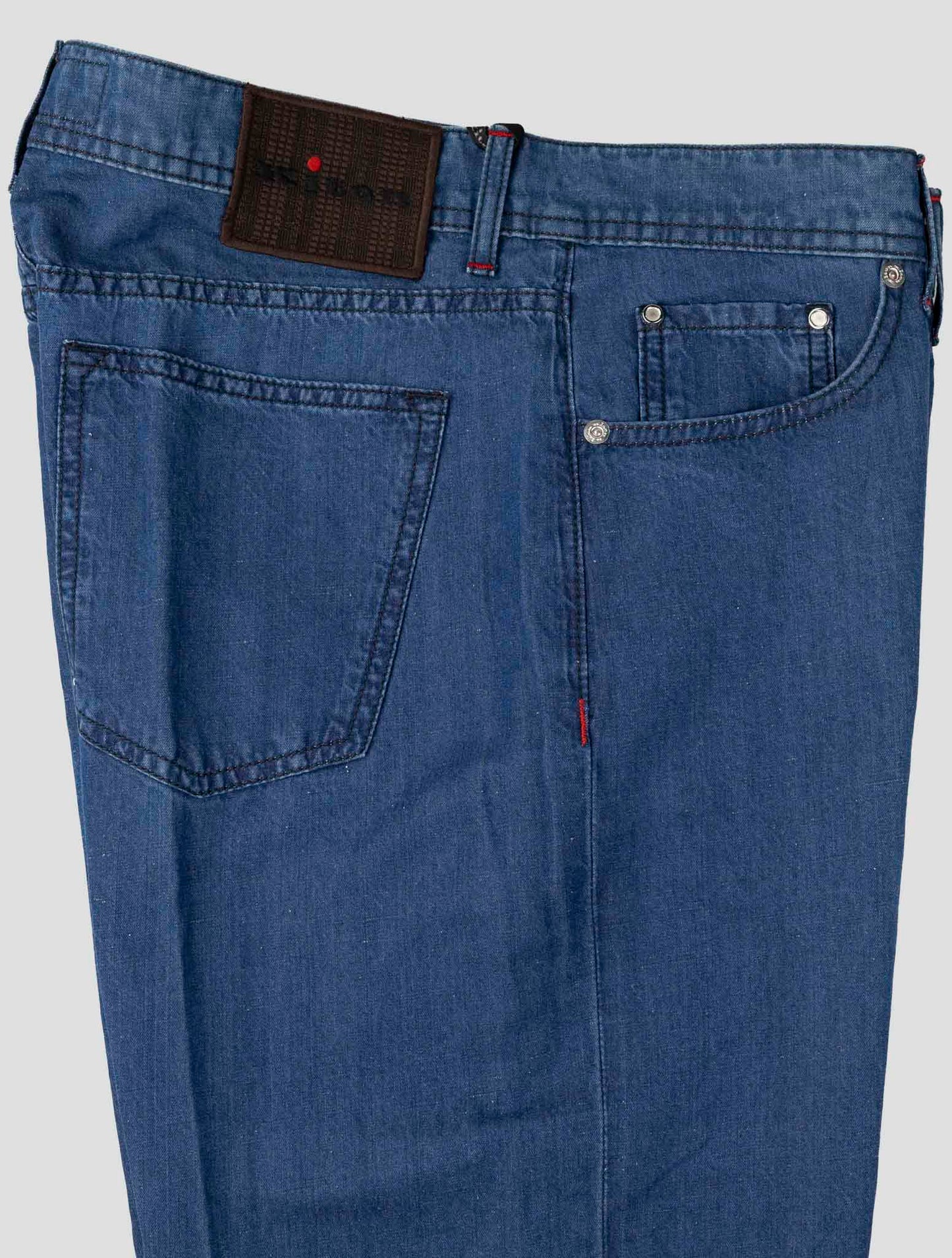 Kiton Blue Cotton Linen Jeans