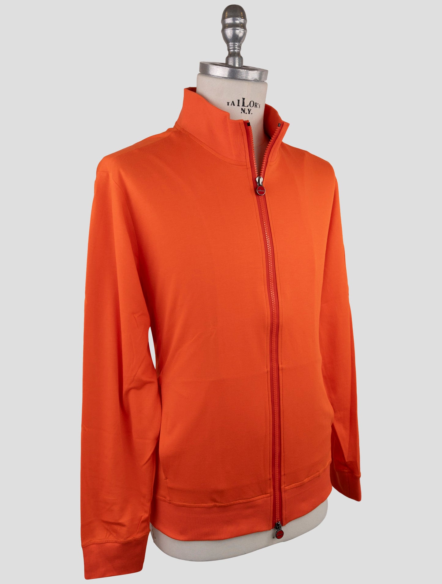 Kiton Orange Cotton Sweater Full Zip