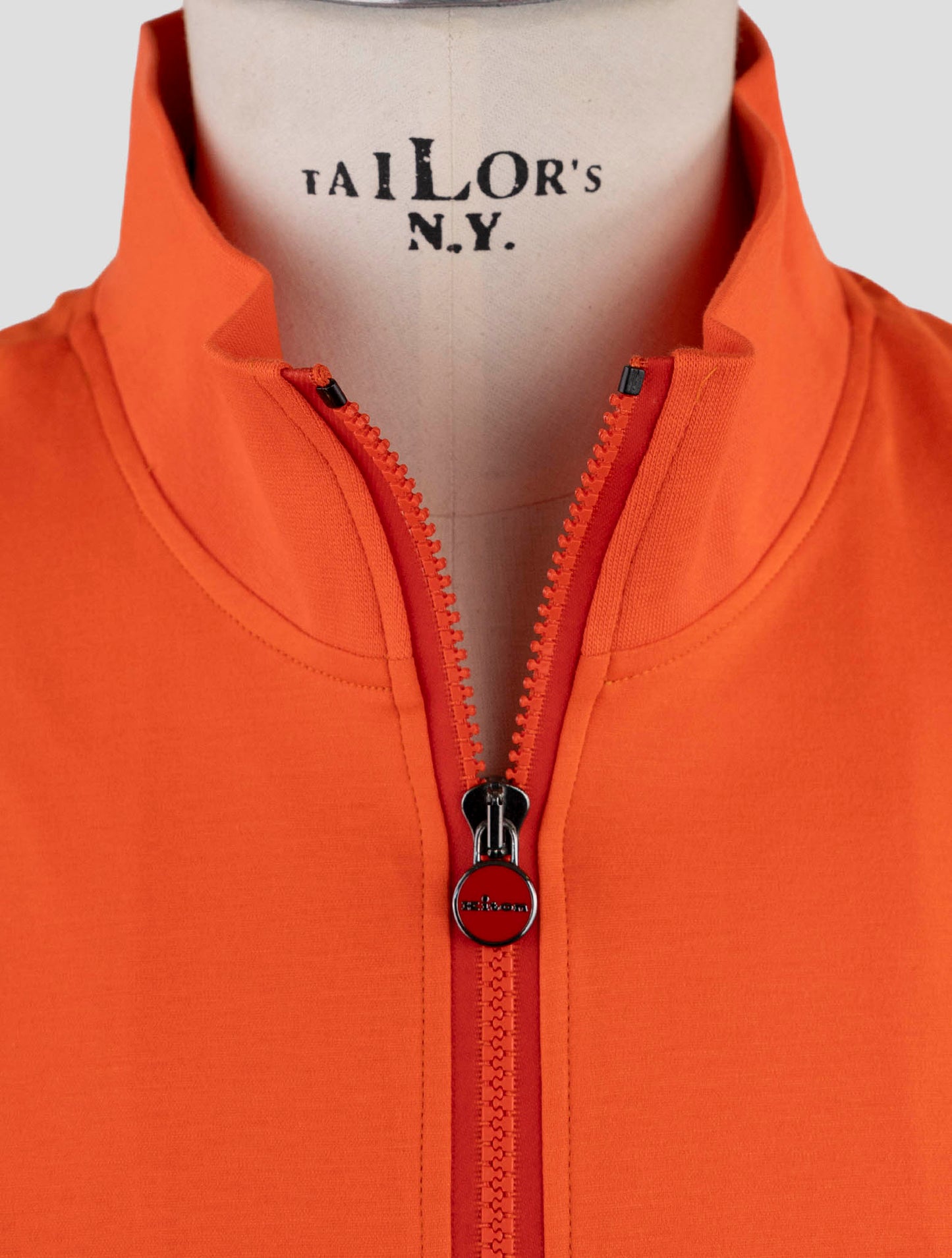 Kiton Orange Cotton Sweater Full Zip