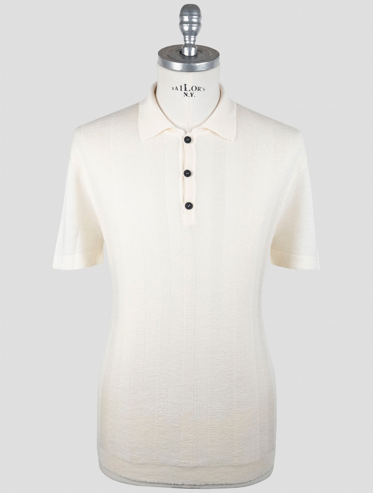 Kiton Knt White Virgin Wool Silk Polo