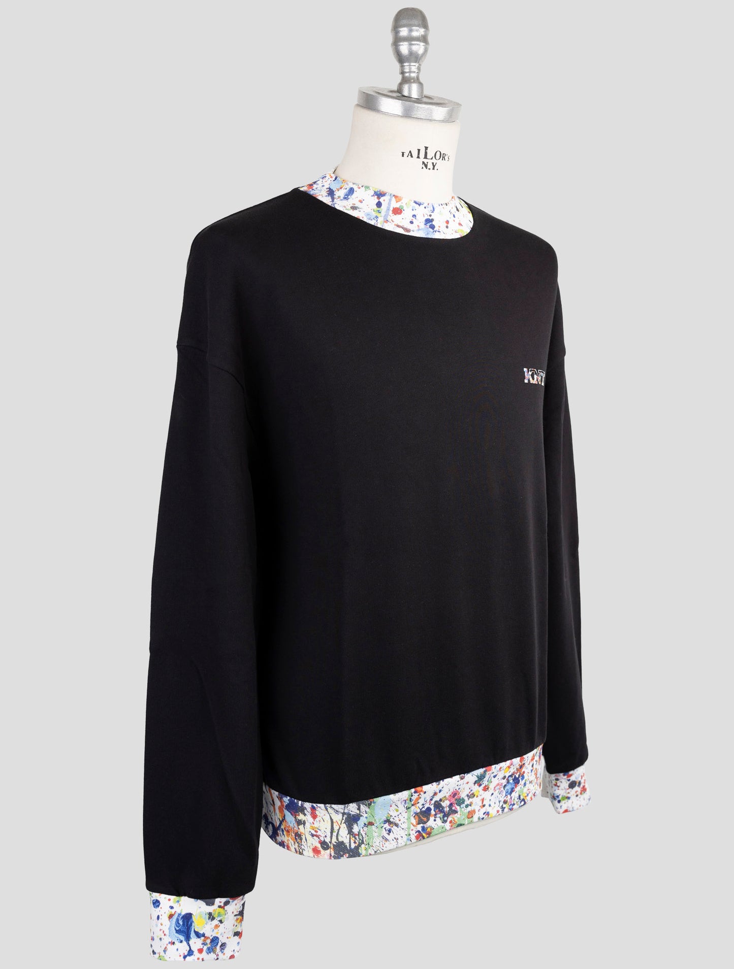 Kiton Knt Black Cotton Sweater Half Neck
