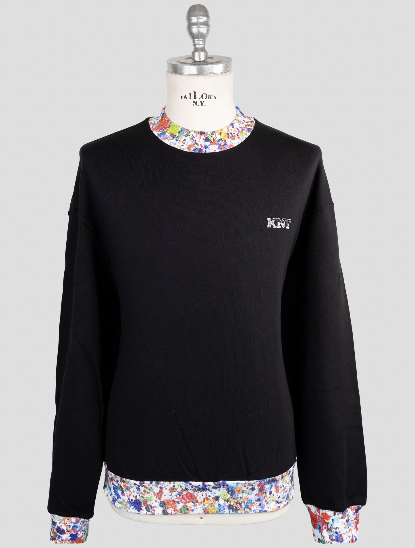 Kiton Knt Black Cotton Sweater Half Neck
