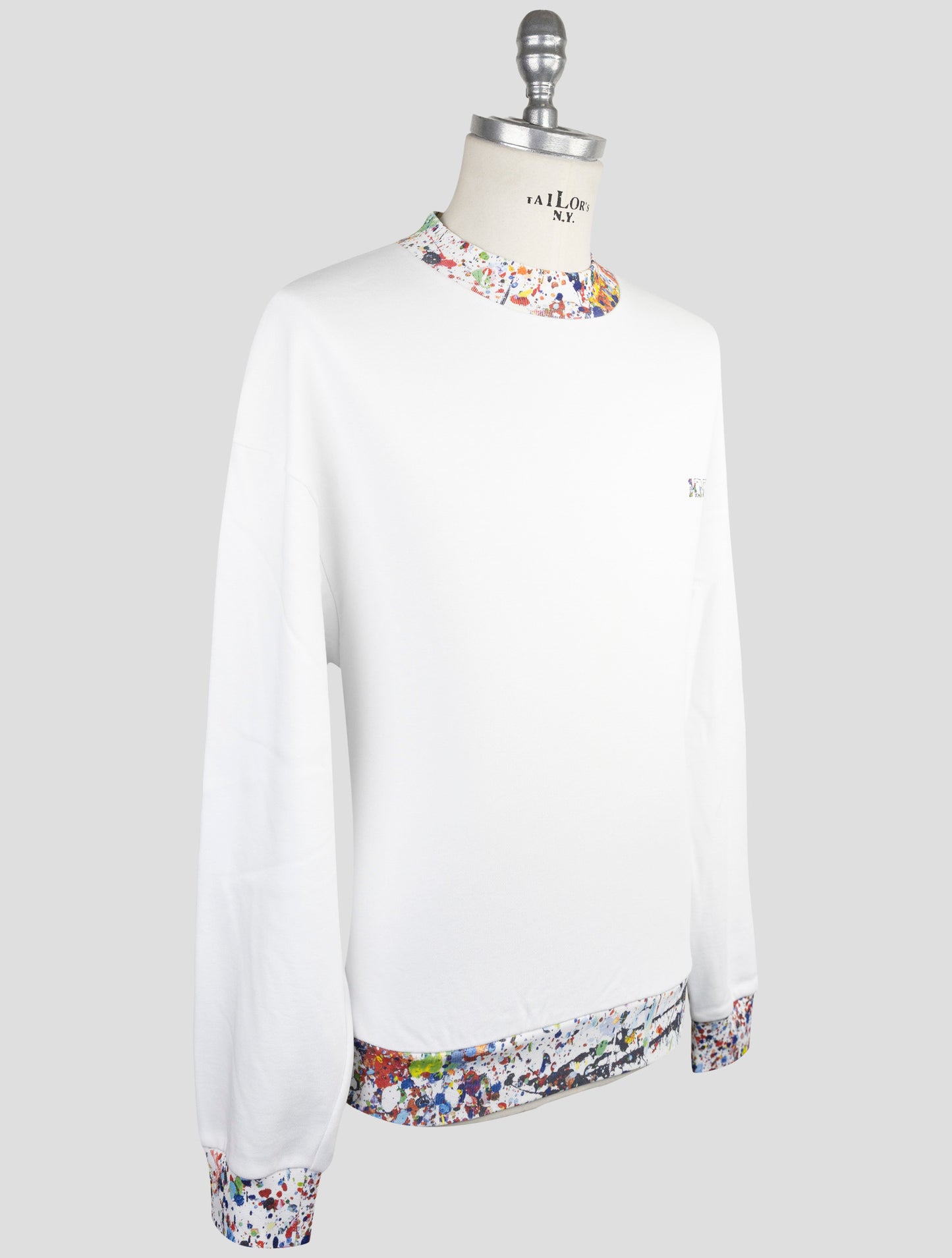 Kiton Knt White Cotton Sweater Half Neck