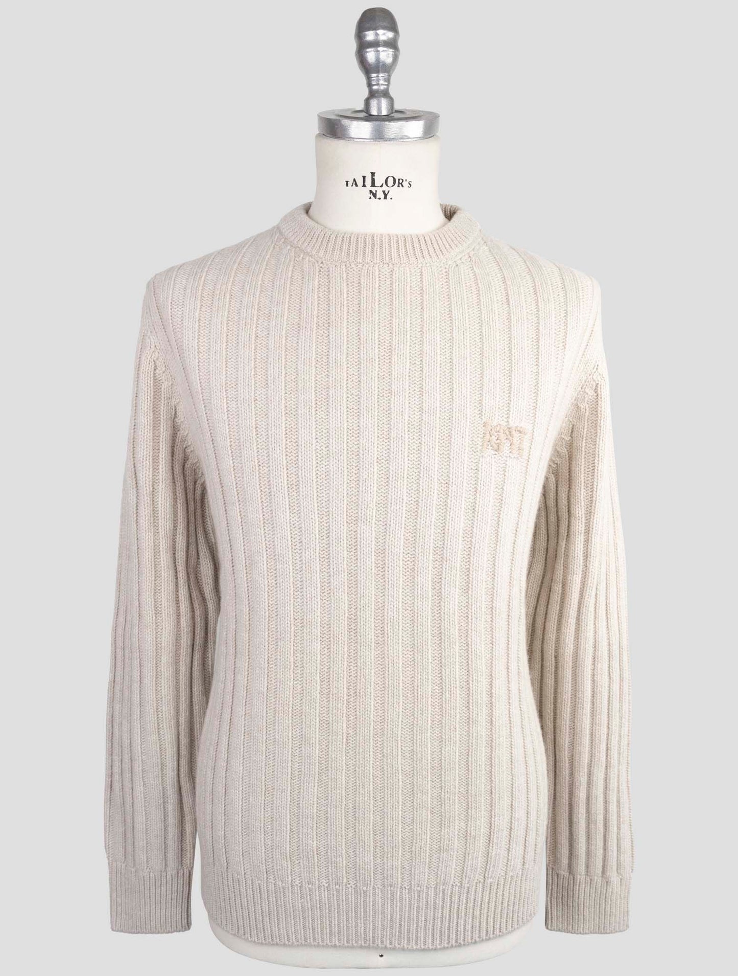 Kiton Knt Blue Virgin Wool Sweater Crewneck