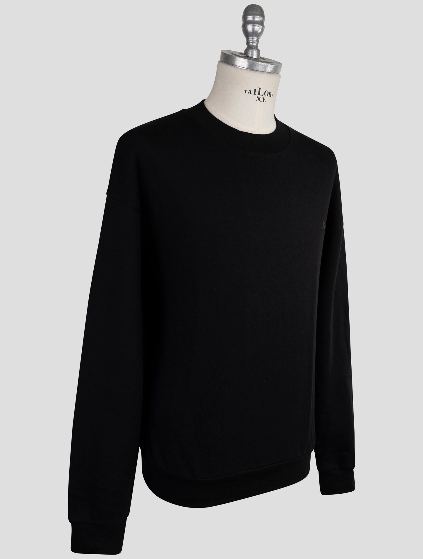 Kiton Knt Black Cotton Sweater Crewneck